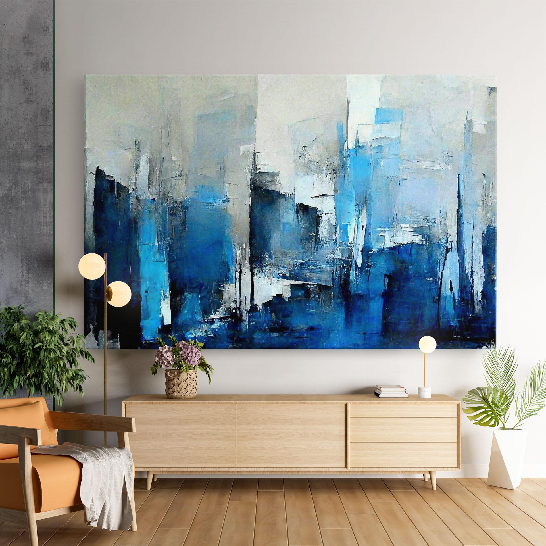 Leinwandbild Blue Gray Color mockup 9