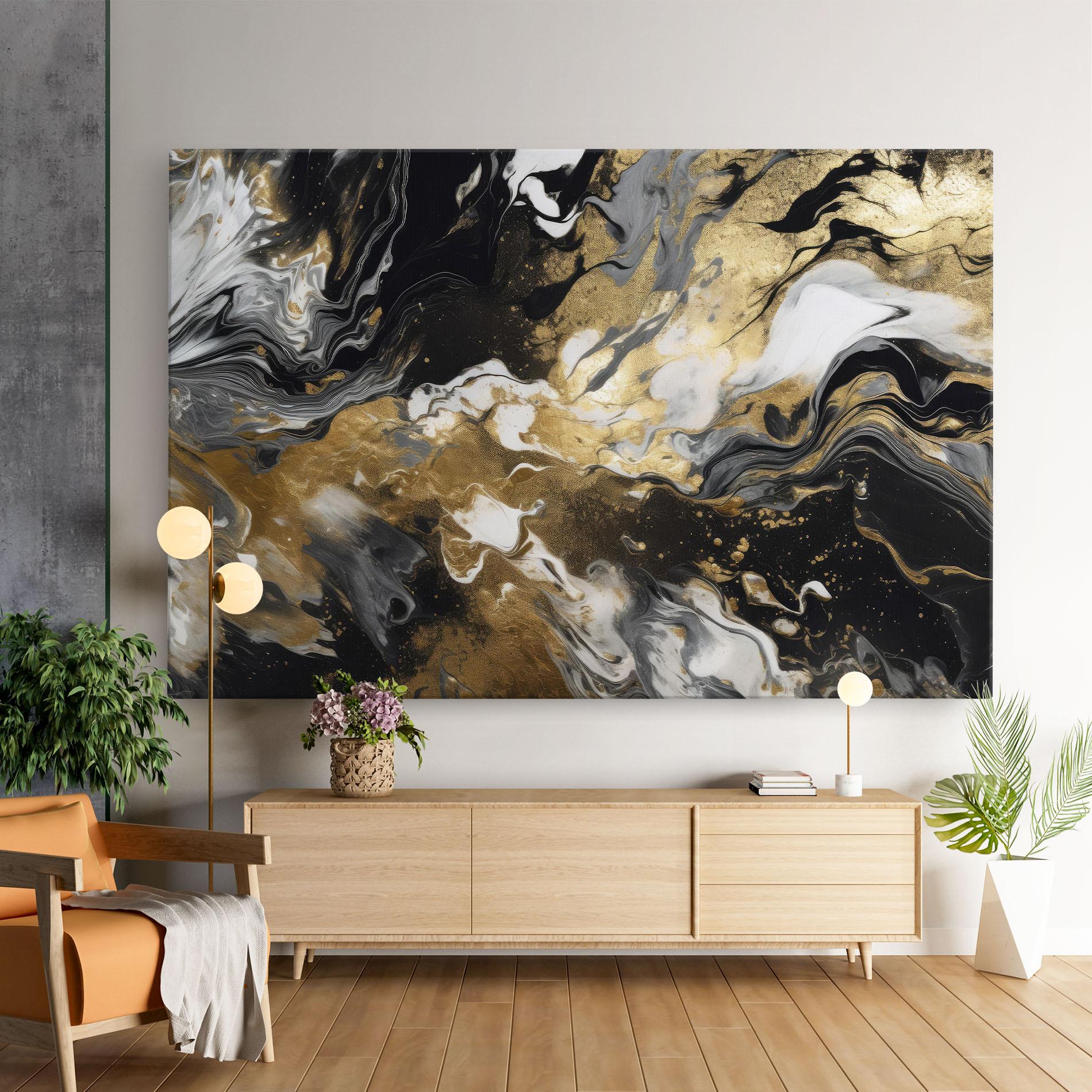 Leinwandbild Gold Acrylic Fluid mockup 9