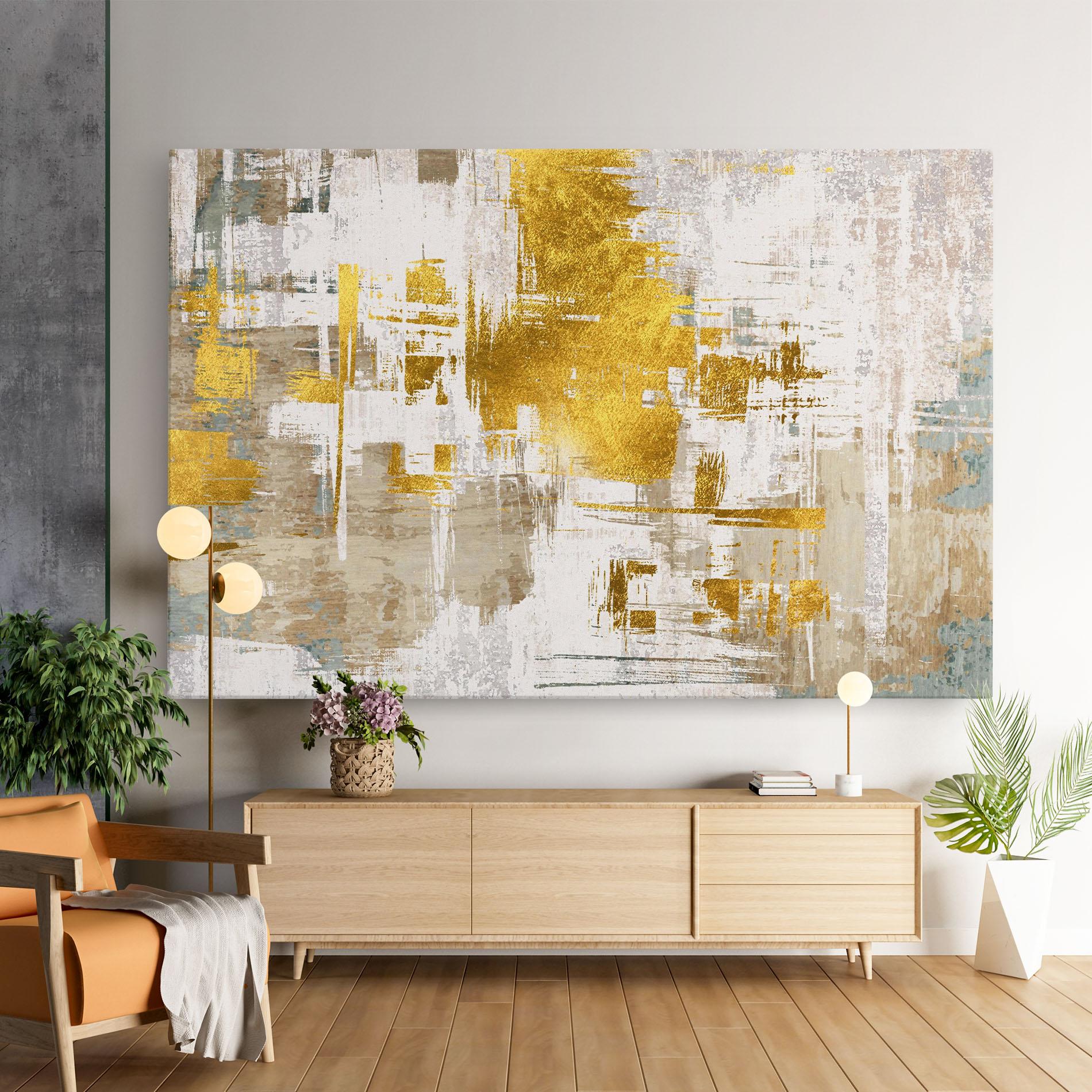 Leinwandbild Gold And White Brush mockup 9