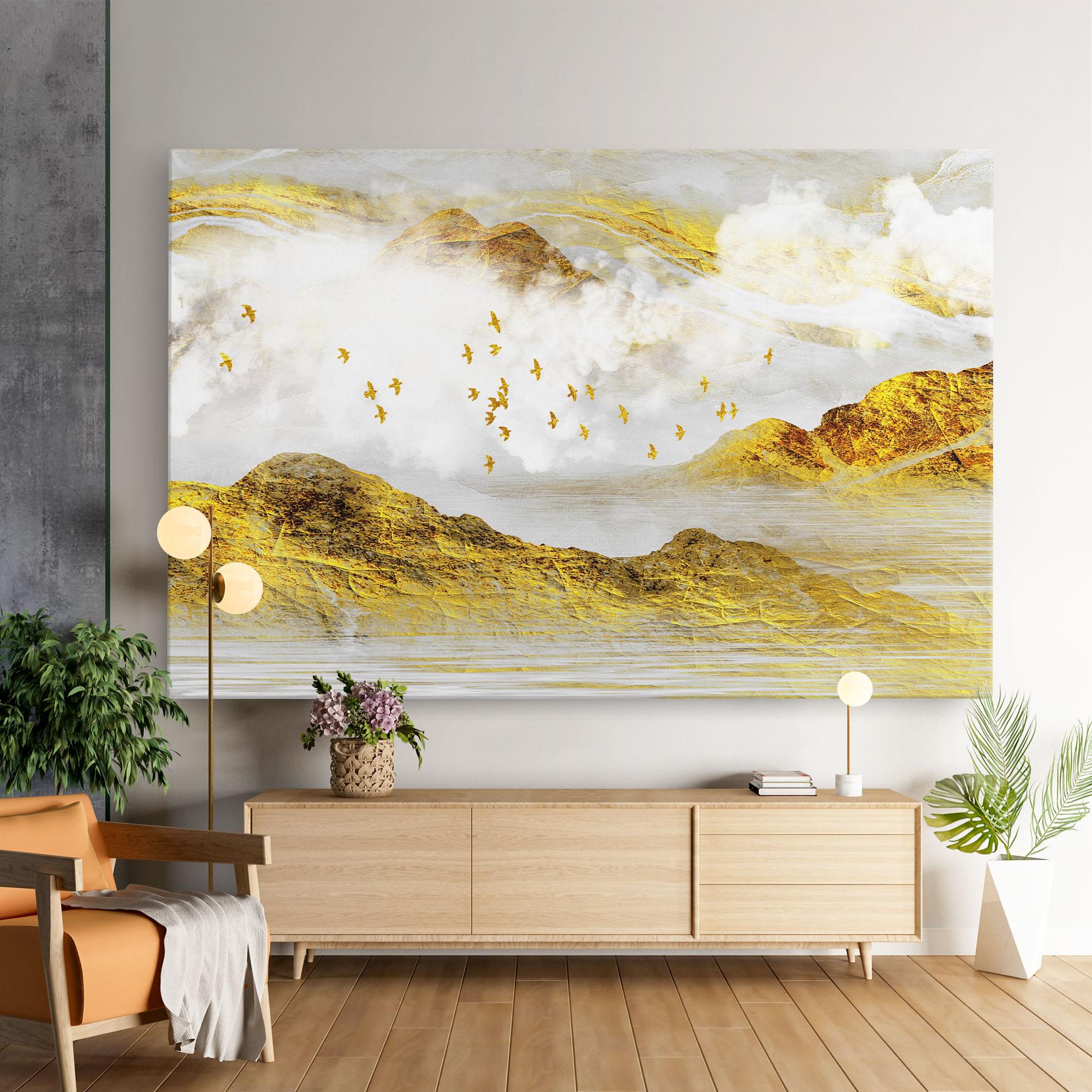 Leinwandbild Gold Mountains Abstract mockup 9