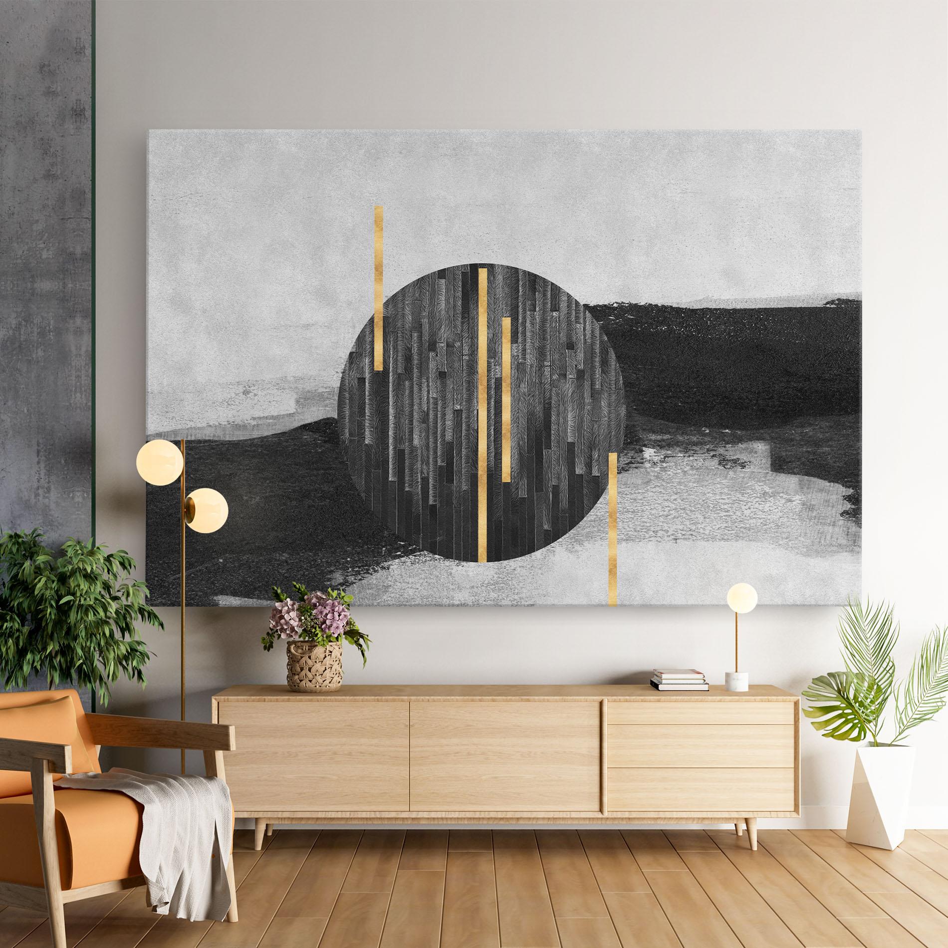 Leinwandbild Modern Circle With Gold mockup 9