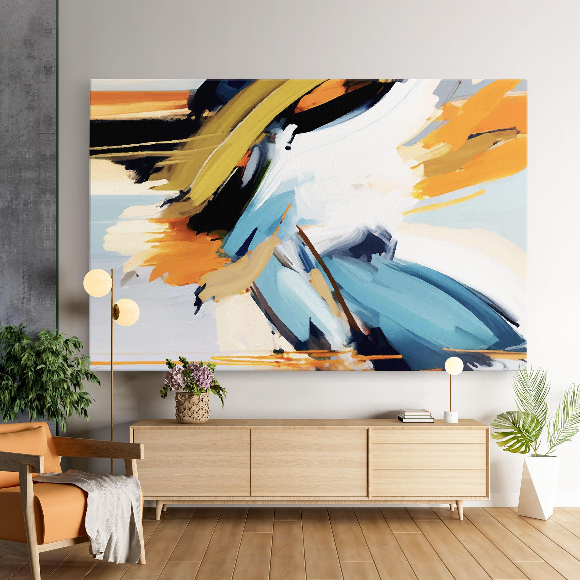 Leinwandbild Orange Blue Art mockup 9