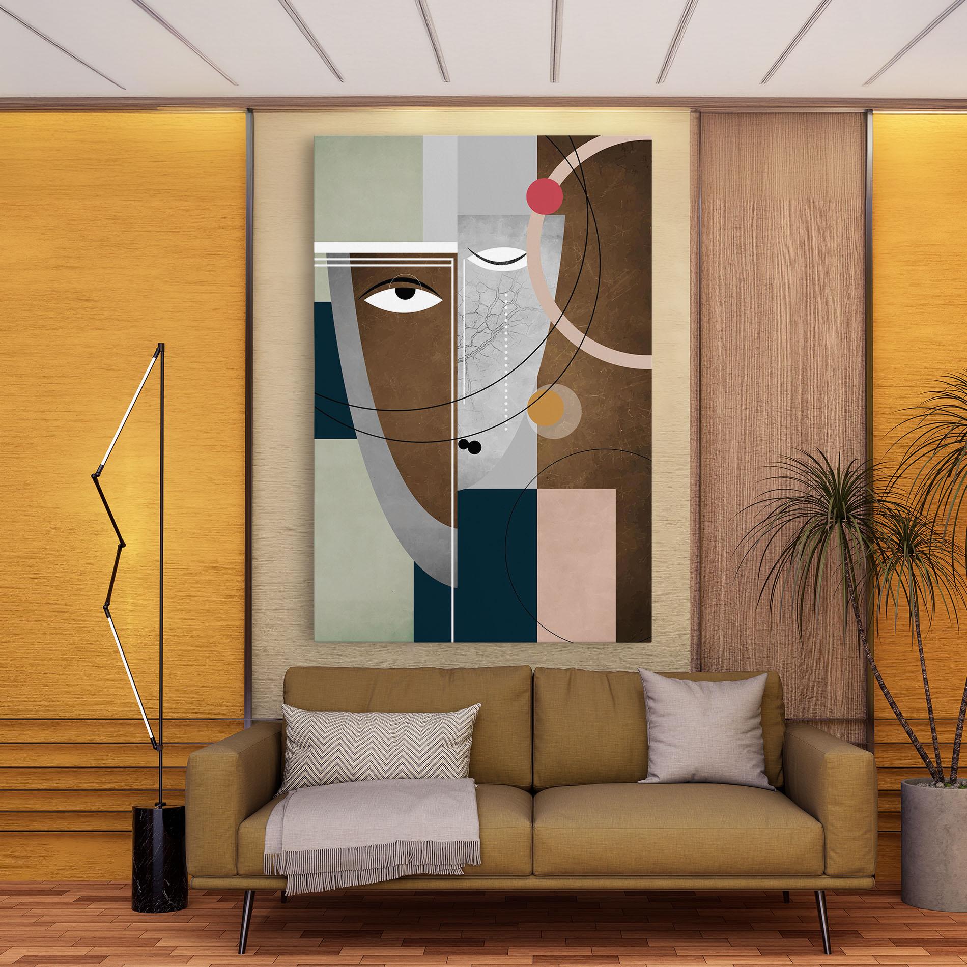 Leinwandbild Abstract Brown Face mockup 9