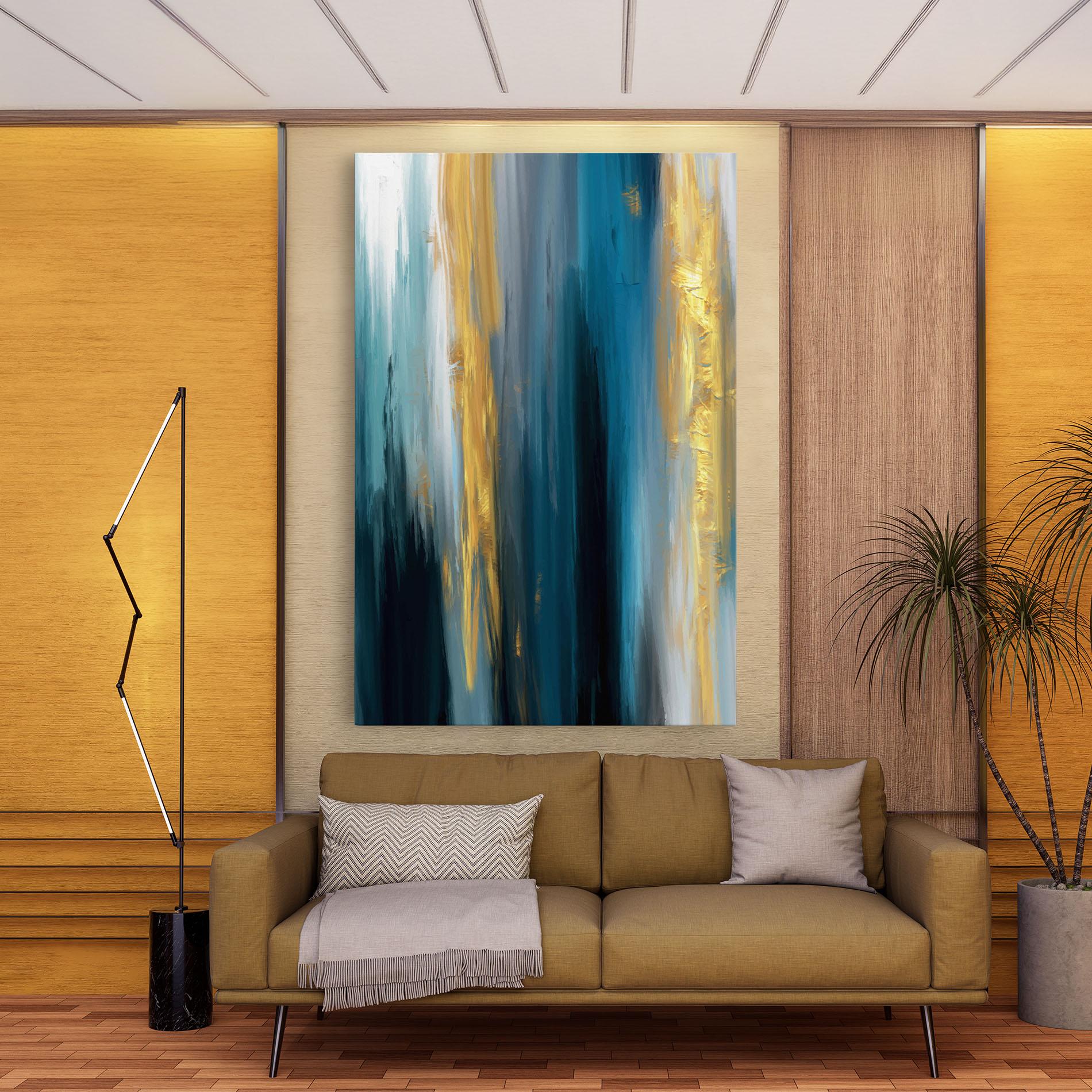 Leinwandbild Golden Black Blue Art mockup 9