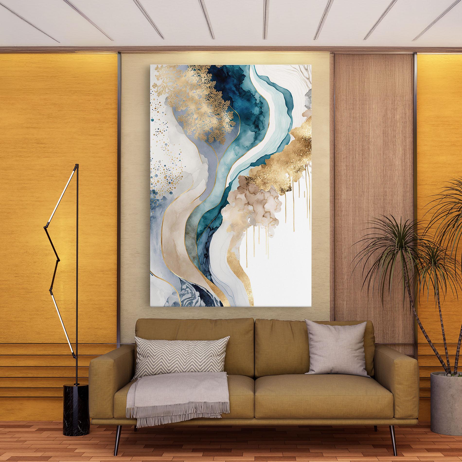 Leinwandbild Light Blue Waves mockup 9