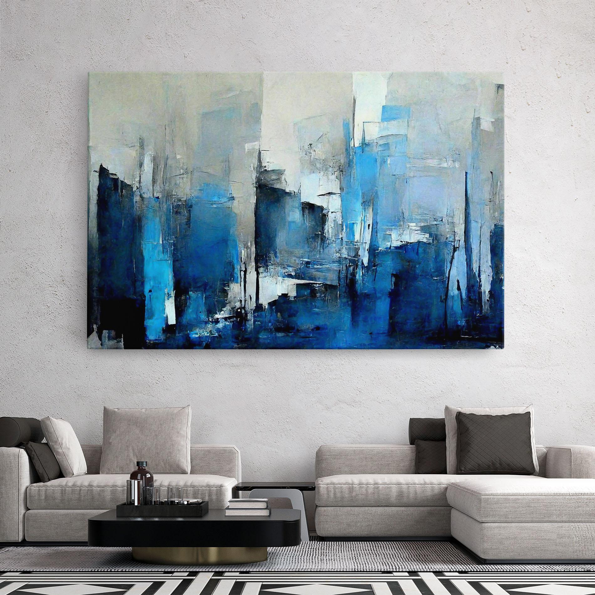 Leinwandbild Blue Gray Color mockup 2