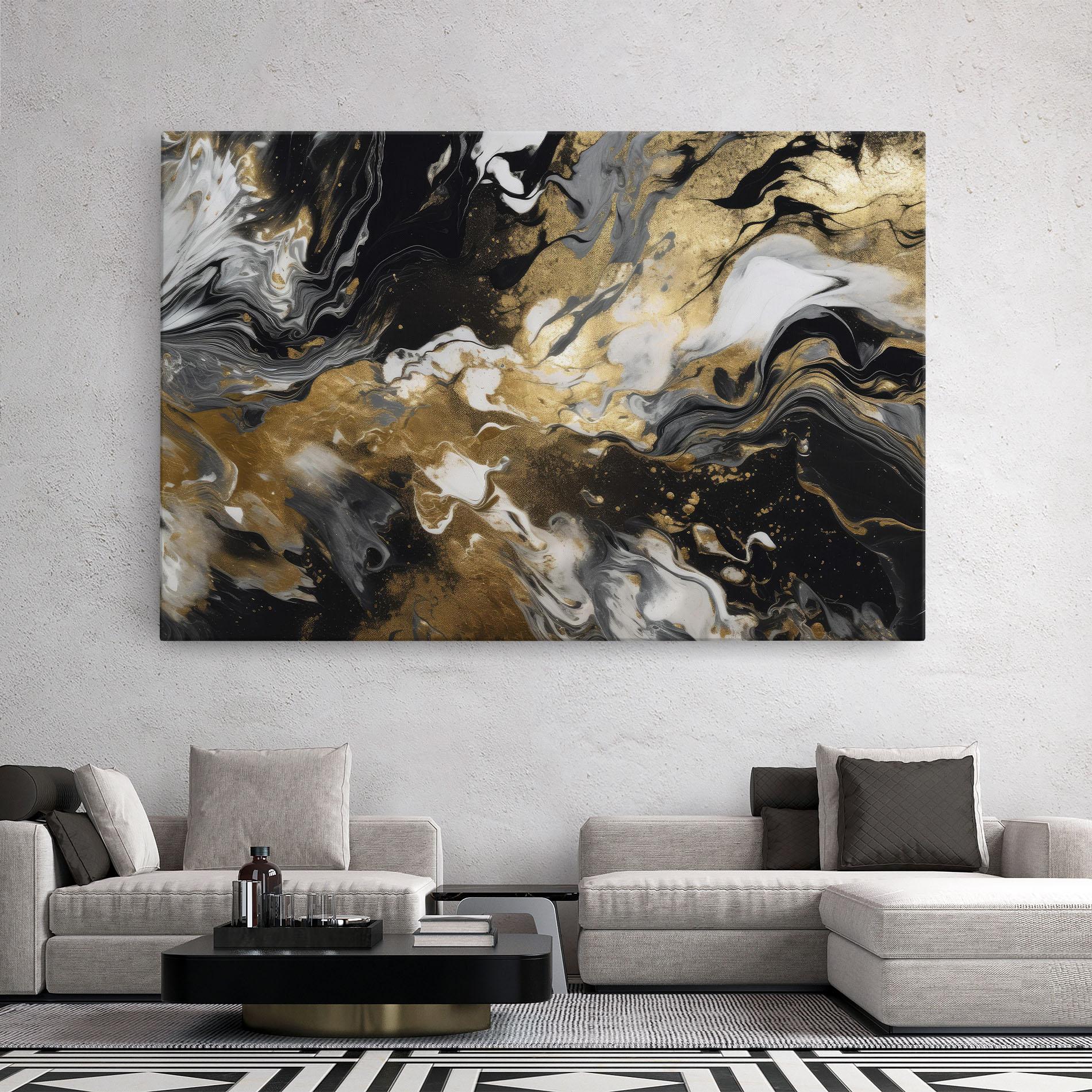 Leinwandbild Gold Acrylic Fluid mockup 2