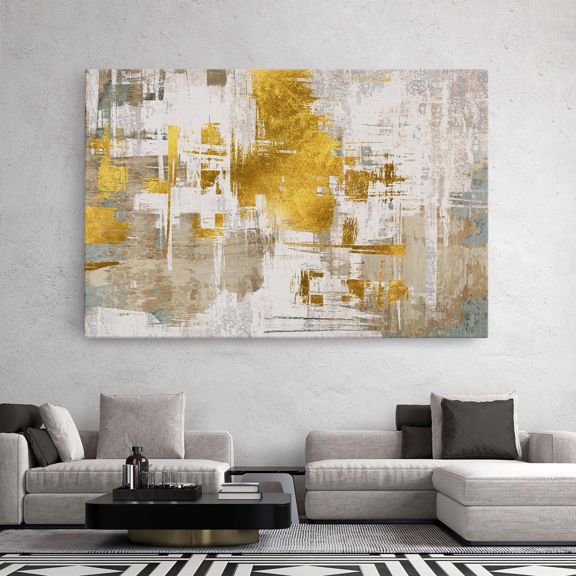 Leinwandbild Gold And White Brush mockup 2