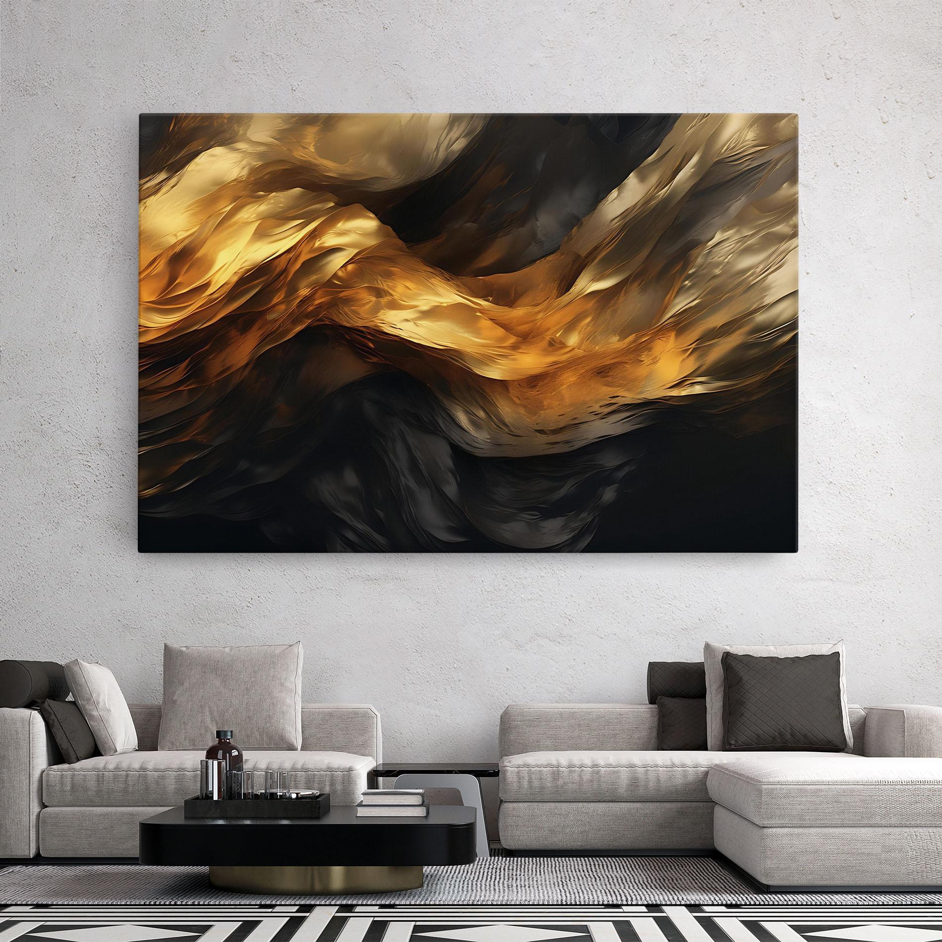 Leinwandbild Golden Waves With Black mockup 2