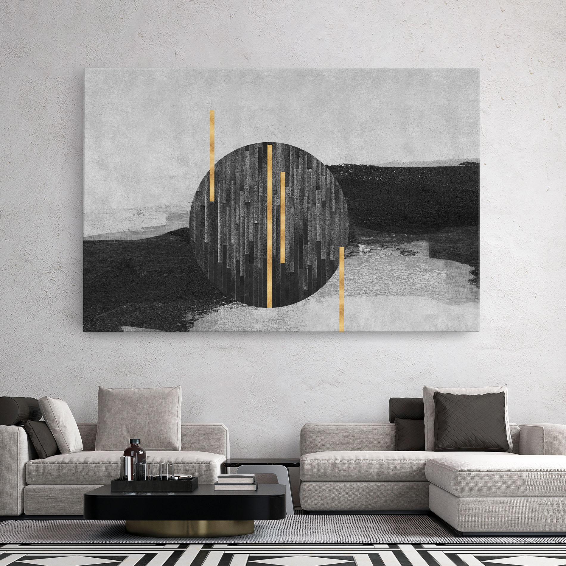 Leinwandbild Modern Circle With Gold mockup 2