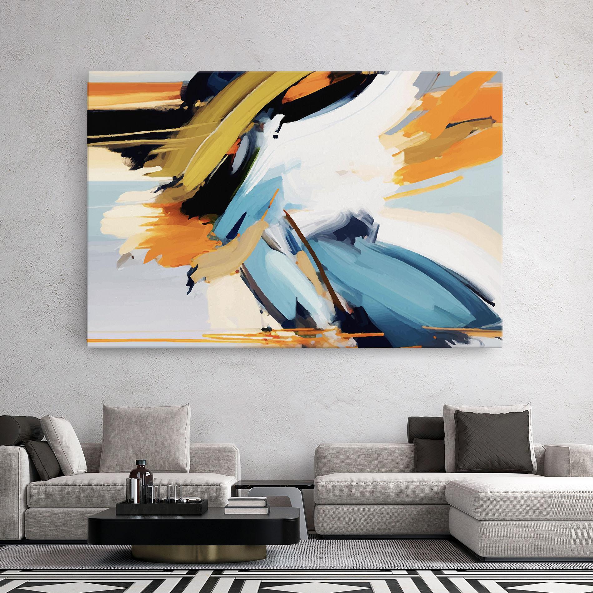 Leinwandbild Orange Blue Art mockup 2