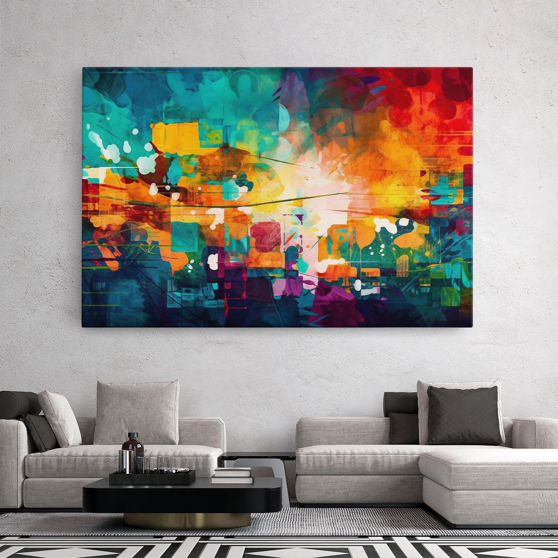 Leinwandbild Vibrant Colors On Blue Background mockup 2