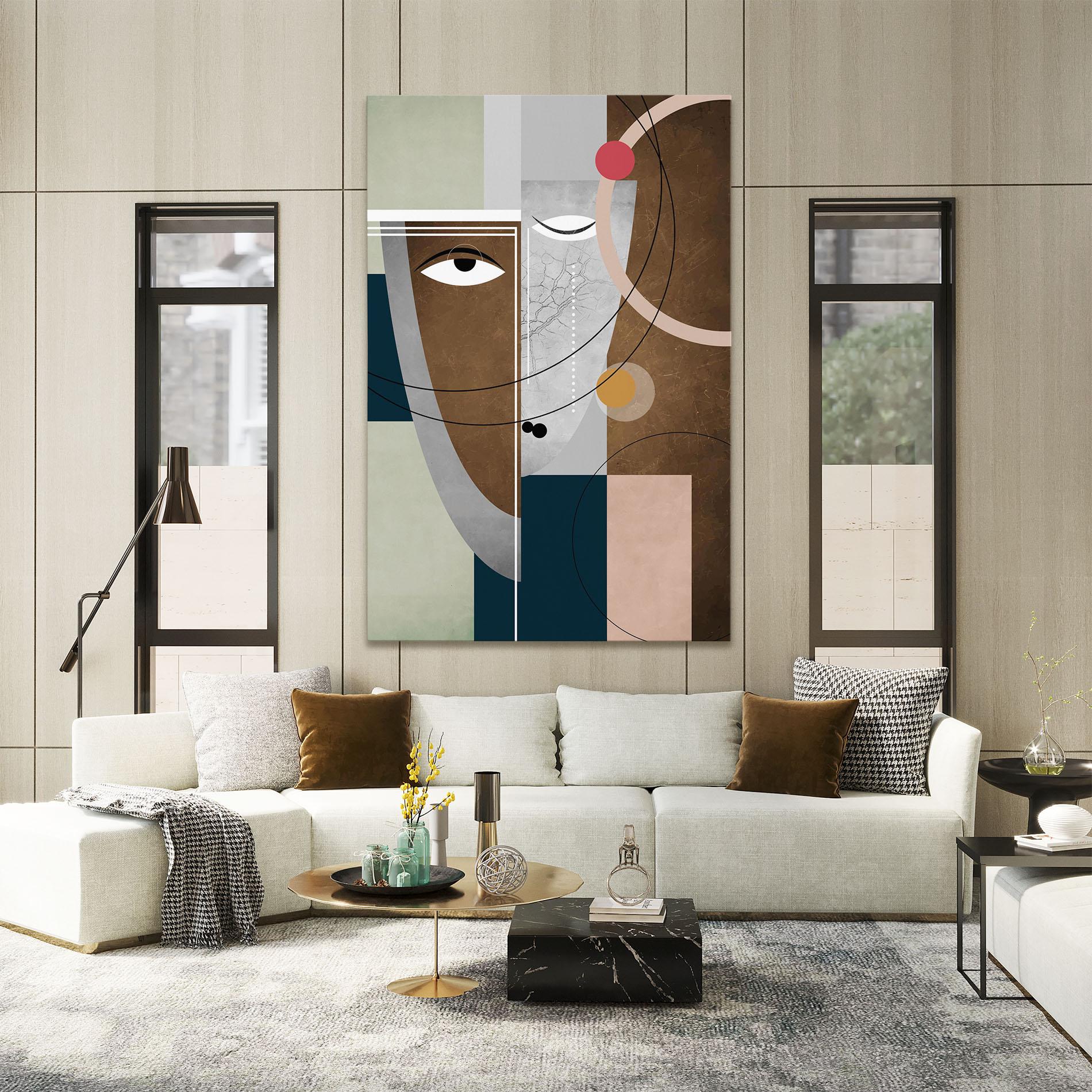 Leinwandbild Abstract Brown Face mockup 2