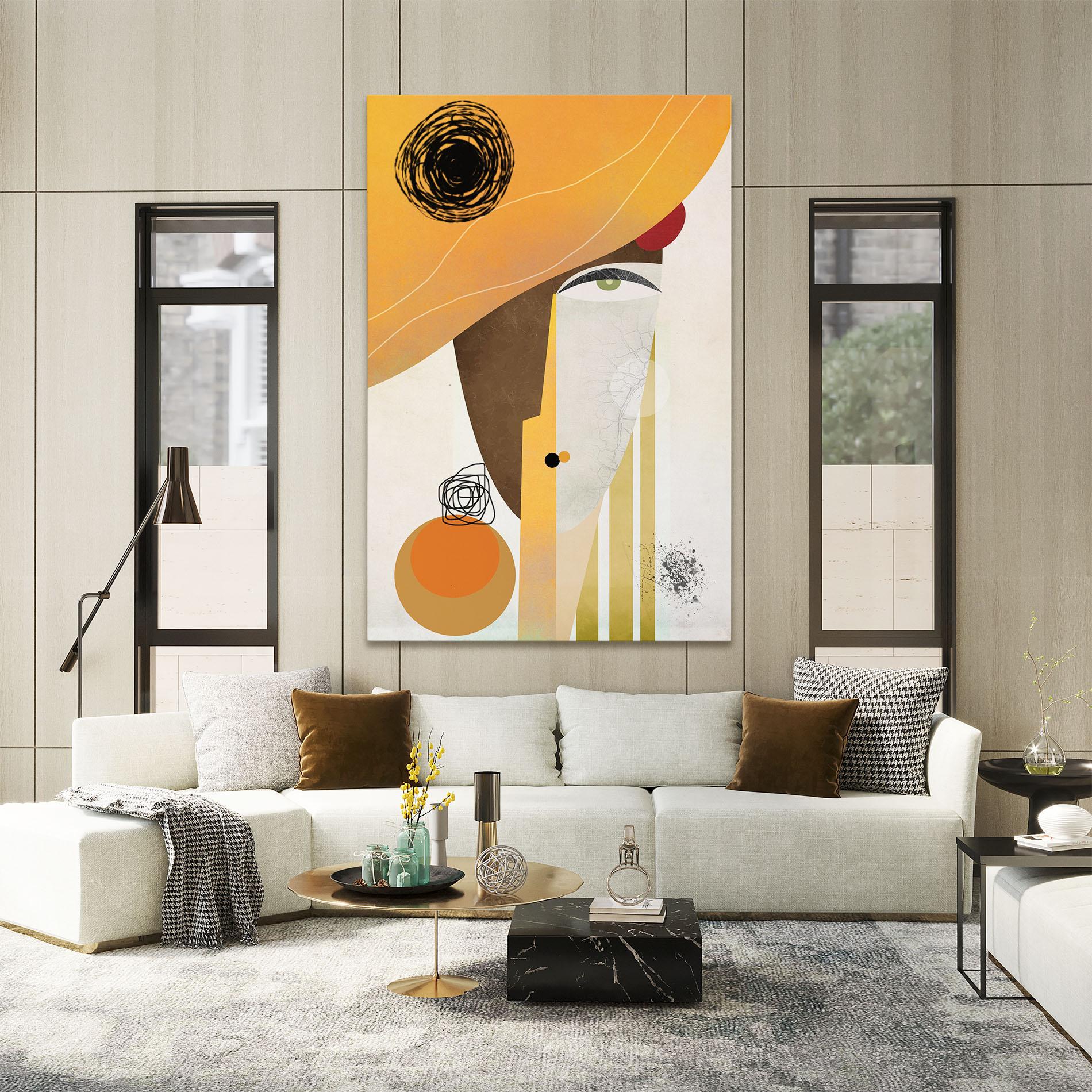 Leinwandbild Abstract Orange Face mockup 2