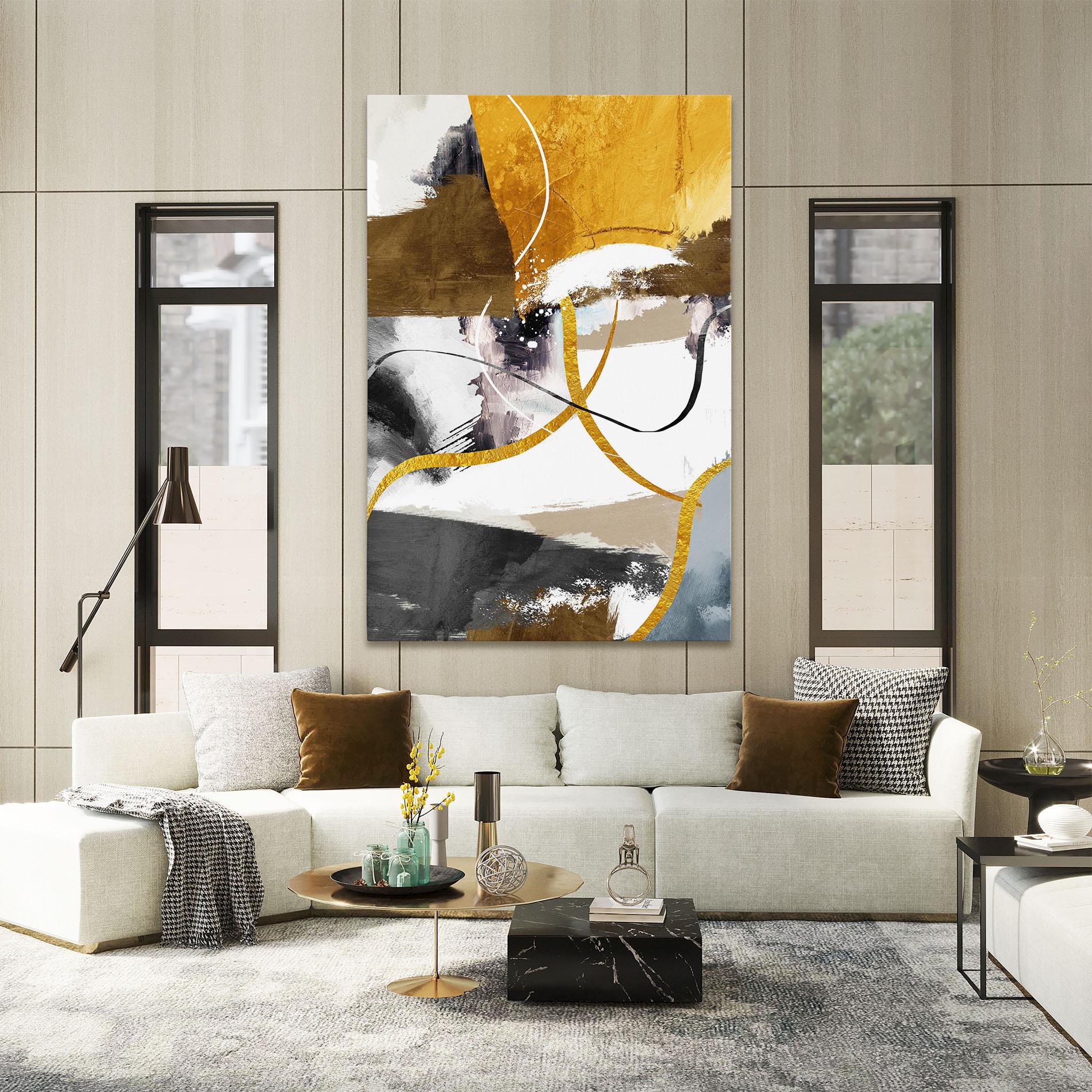 Leinwandbild Chaotic Golden Painting mockup 2