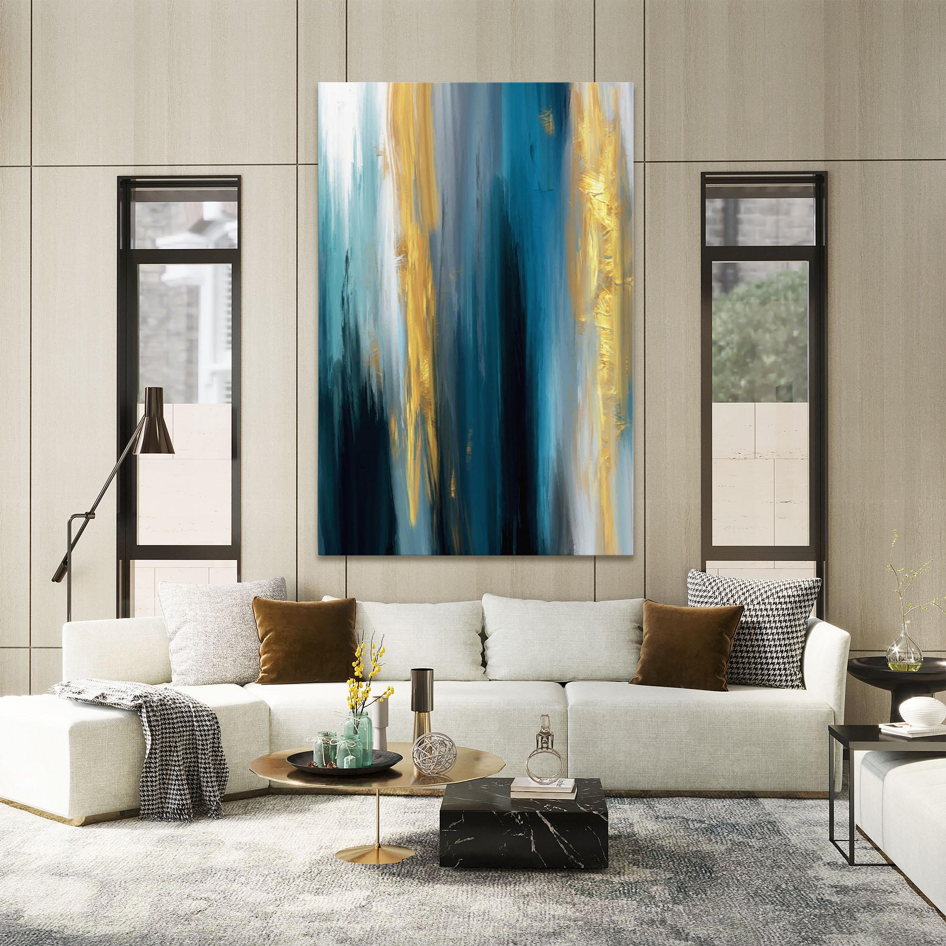 Leinwandbild Golden Black Blue Art mockup 2