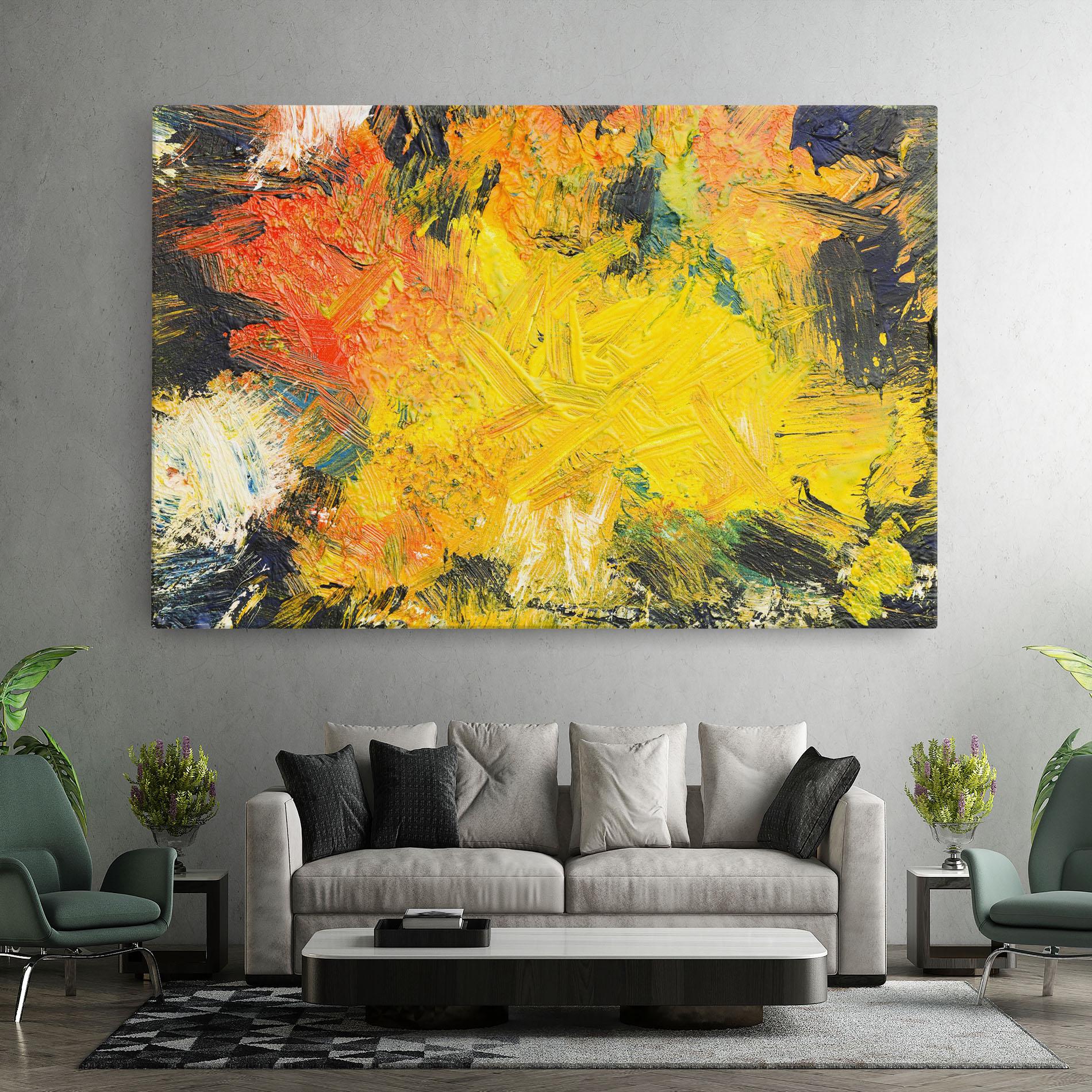 Leinwandbild Artistic Yellow Painting mockup 7