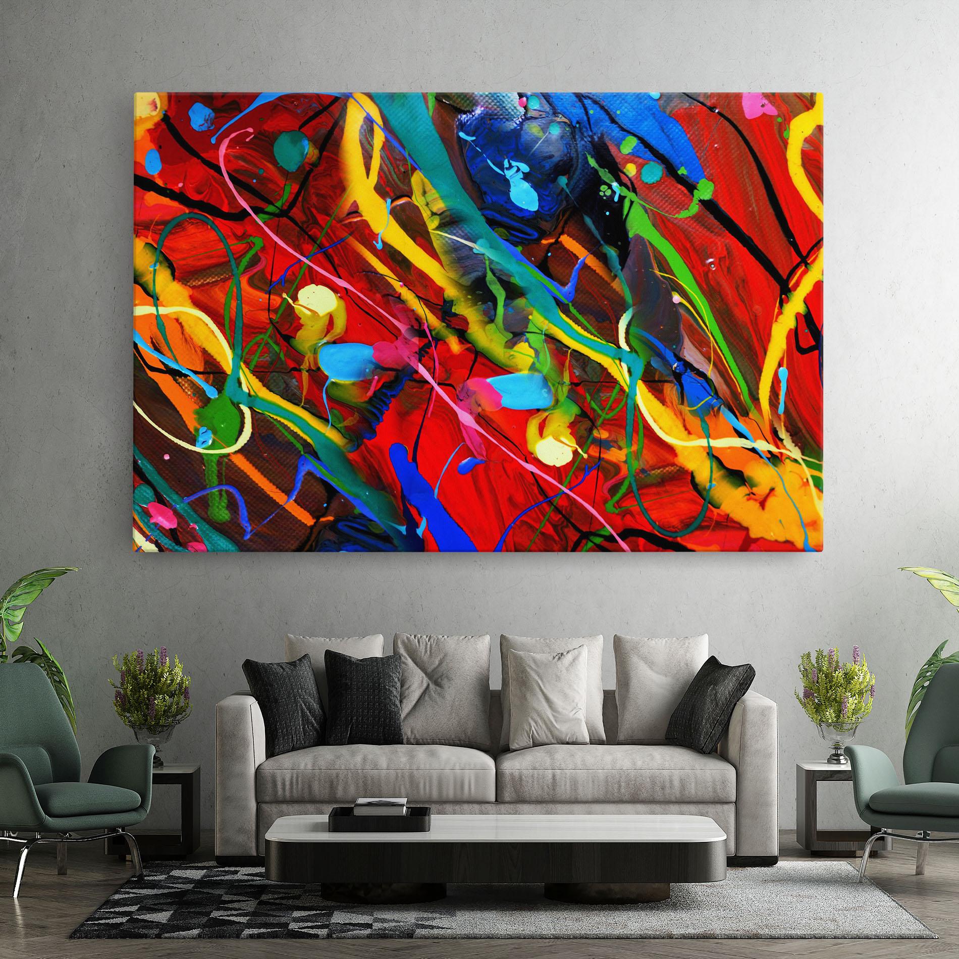 Leinwandbild Hand Draw Red Painting mockup 7