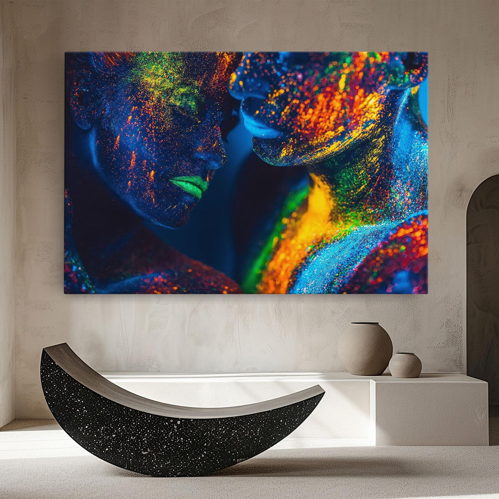 Leinwandbild Fluorescent Green Lips mockup 8