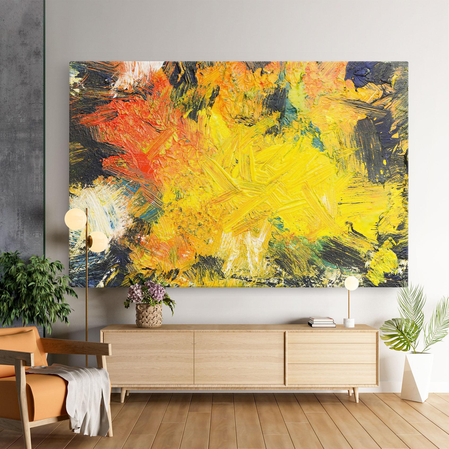 Leinwandbild Artistic Yellow Painting mockup 9