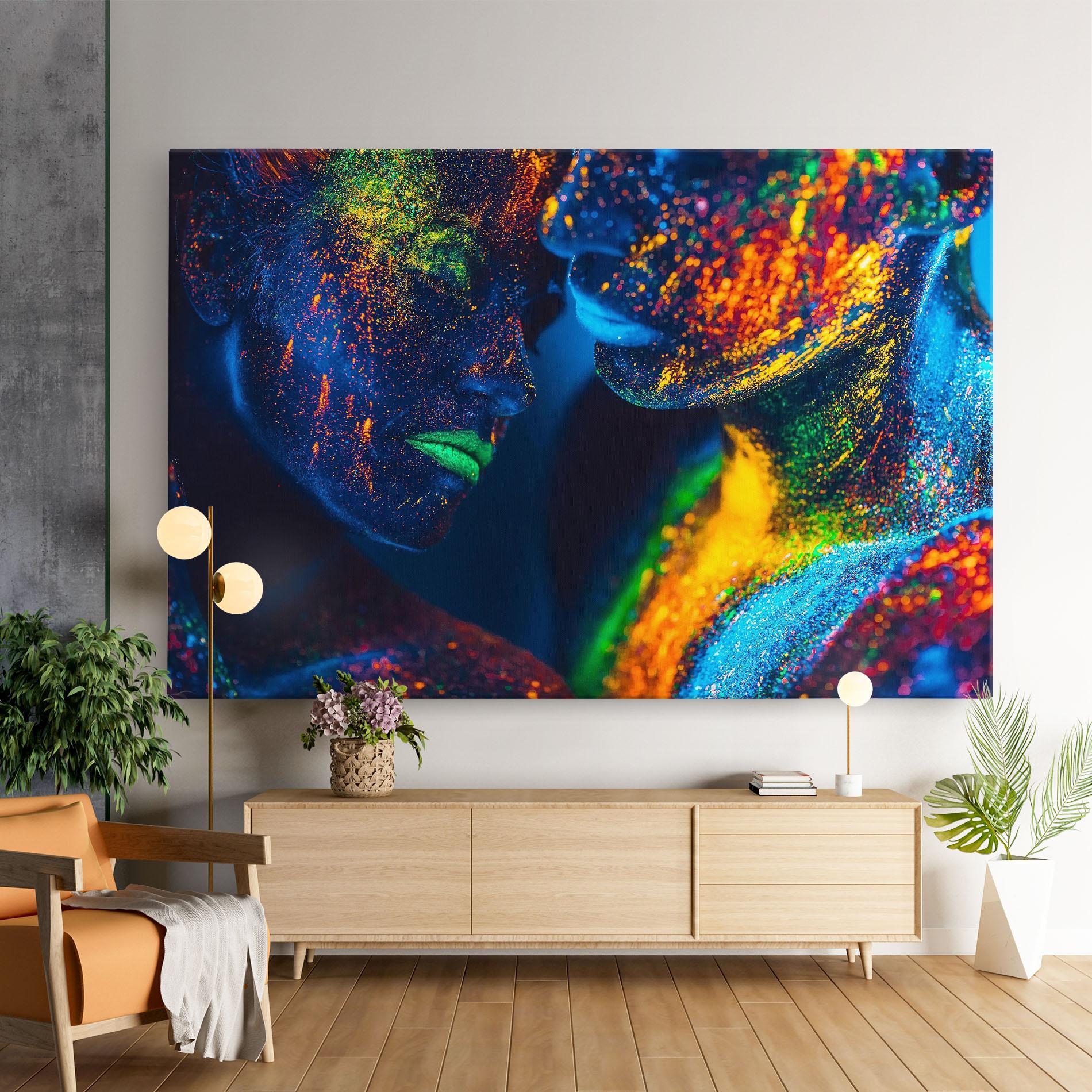 Leinwandbild Fluorescent Green Lips mockup 9