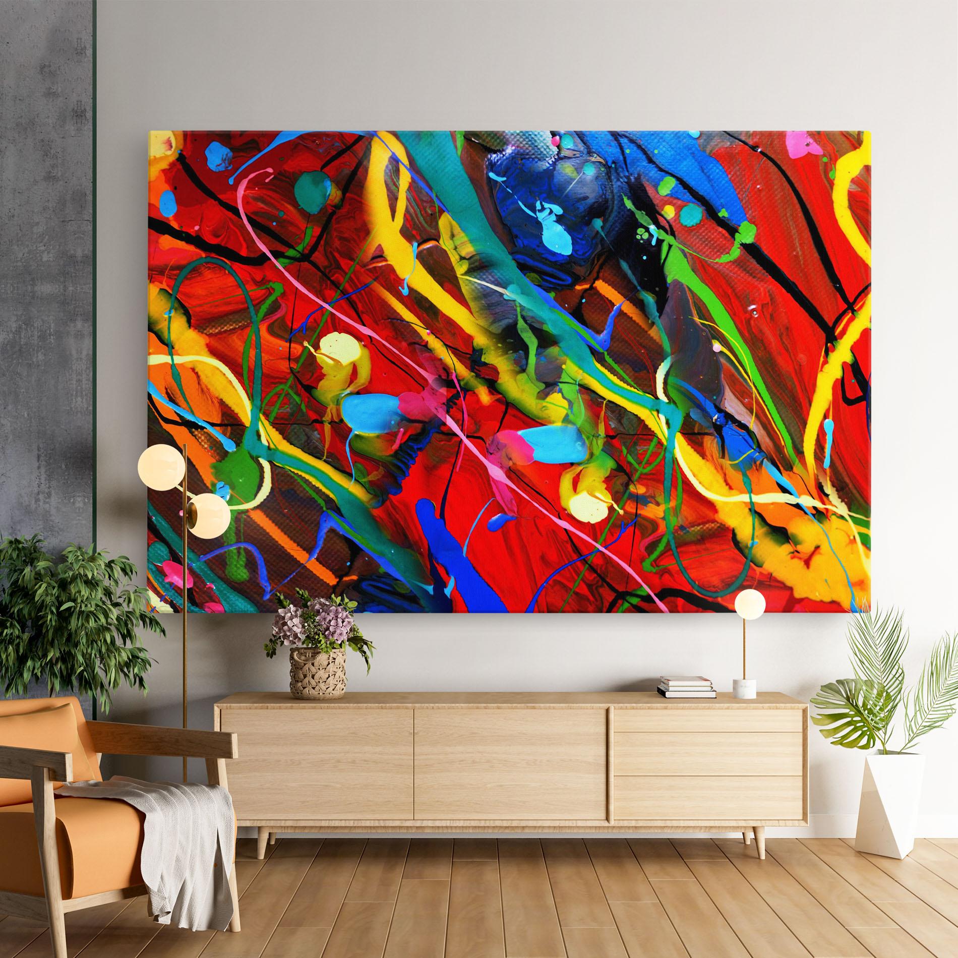 Leinwandbild Hand Draw Red Painting mockup 9