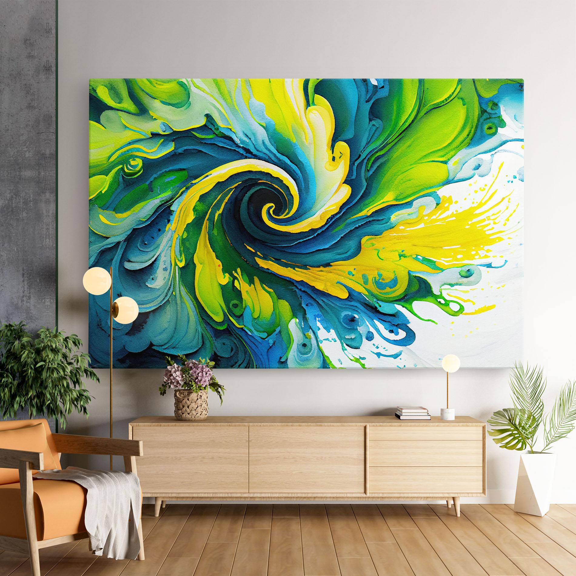 Leinwandbild Yellow Green Spiral mockup 9