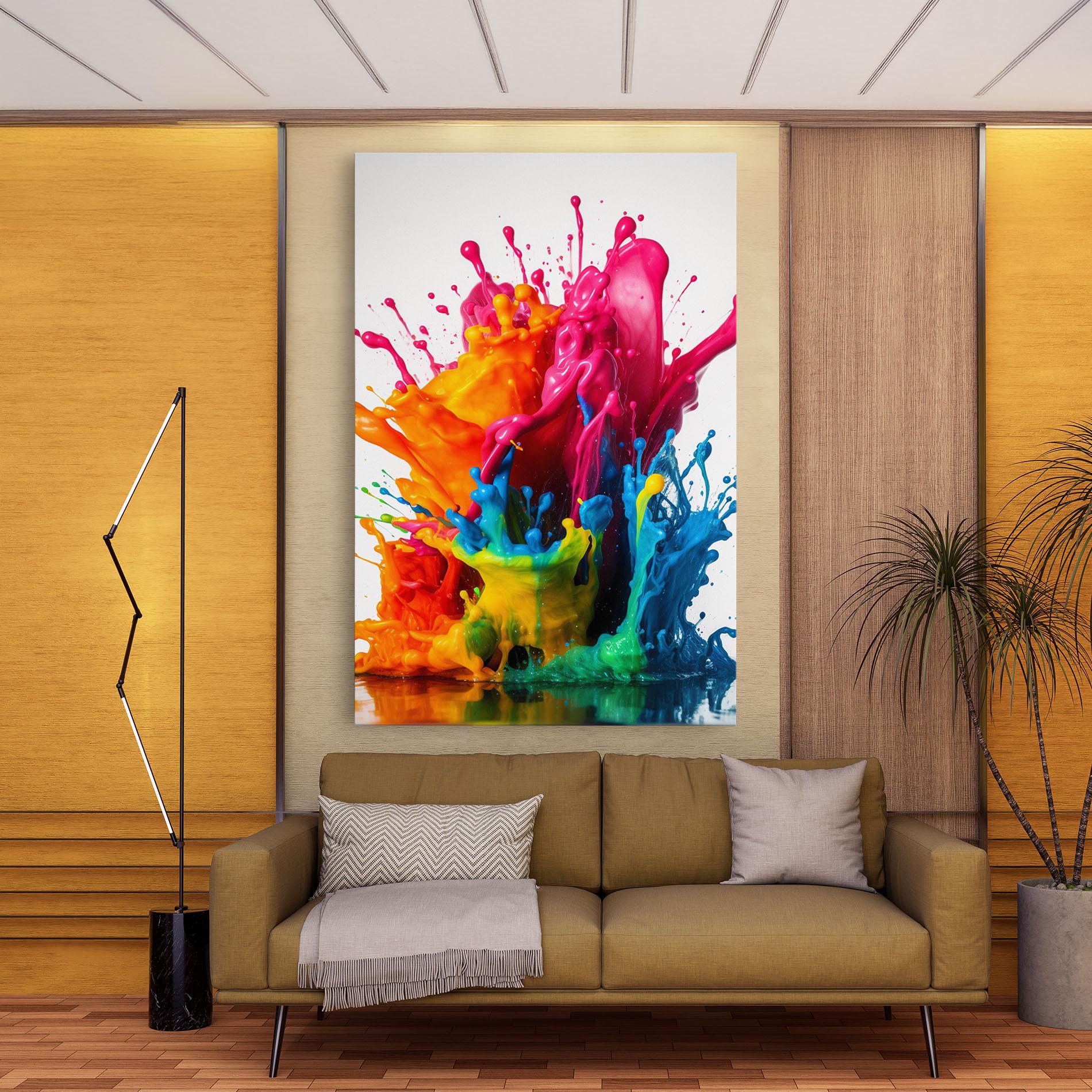 Leinwandbild Colorful Explosion Paint mockup 9