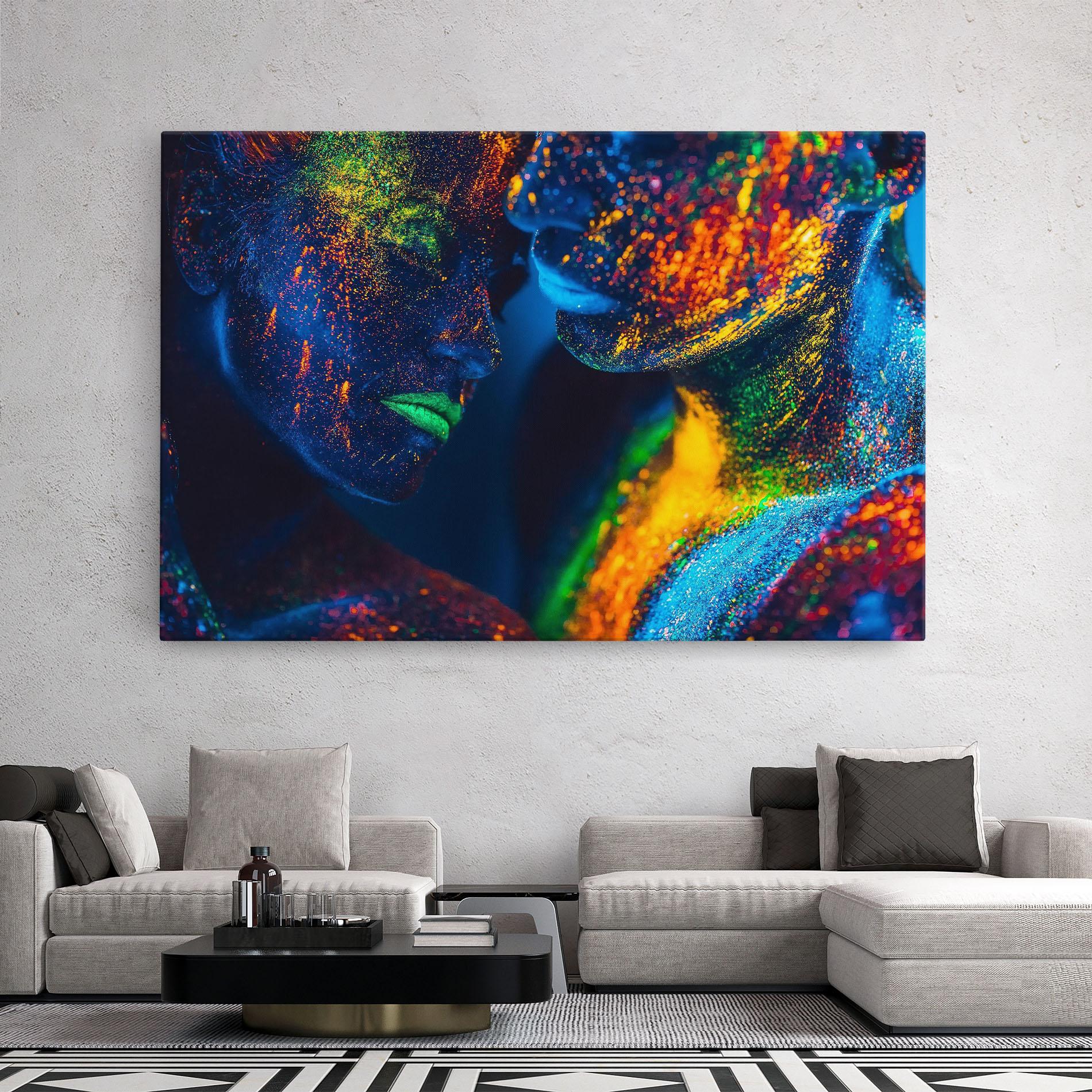 Leinwandbild Fluorescent Green Lips mockup 2