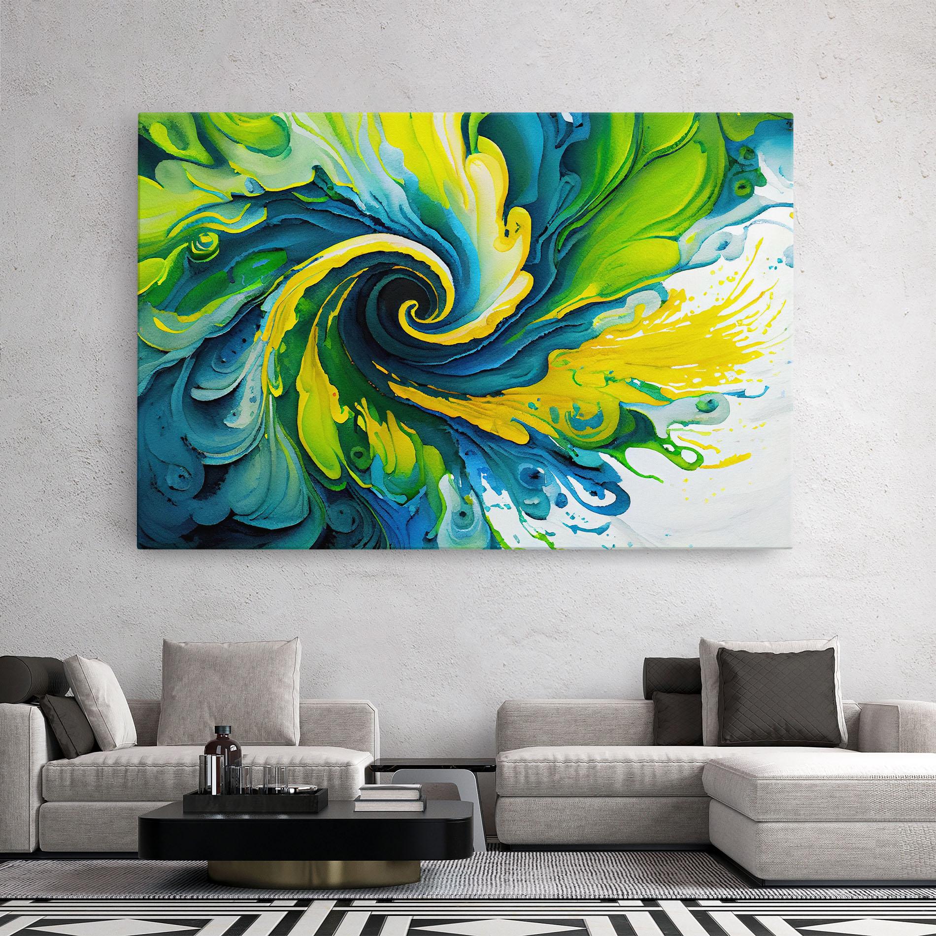Leinwandbild Yellow Green Spiral mockup 2