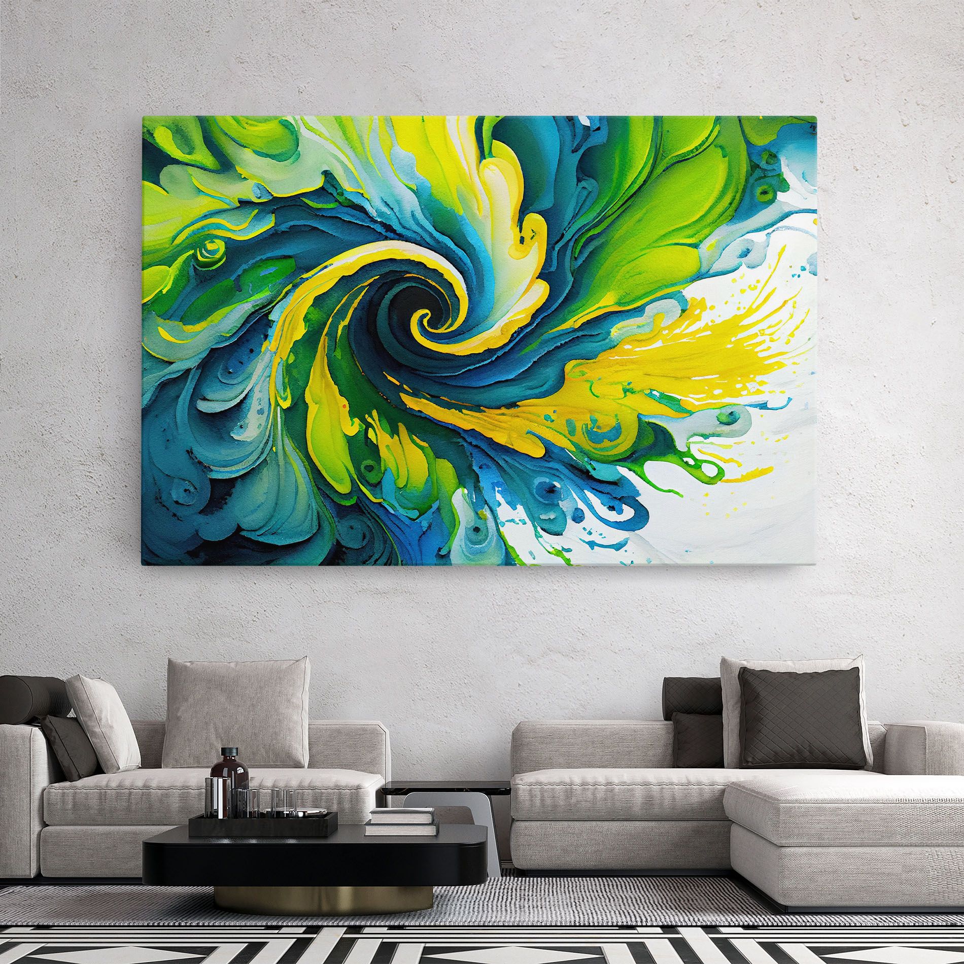 Yellow Green Spiral mockup 2