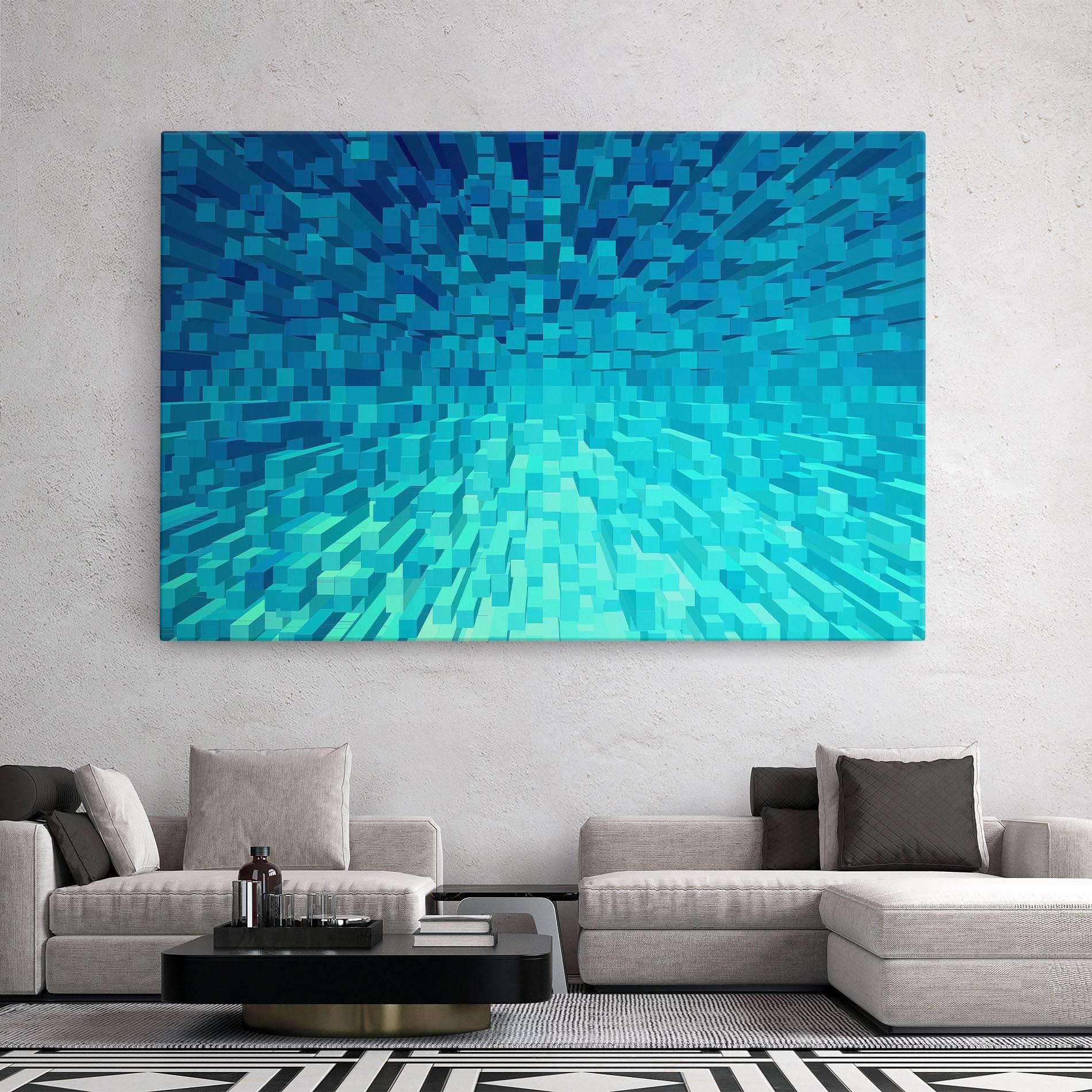 Leinwandbild Blue Square Mix mockup 2