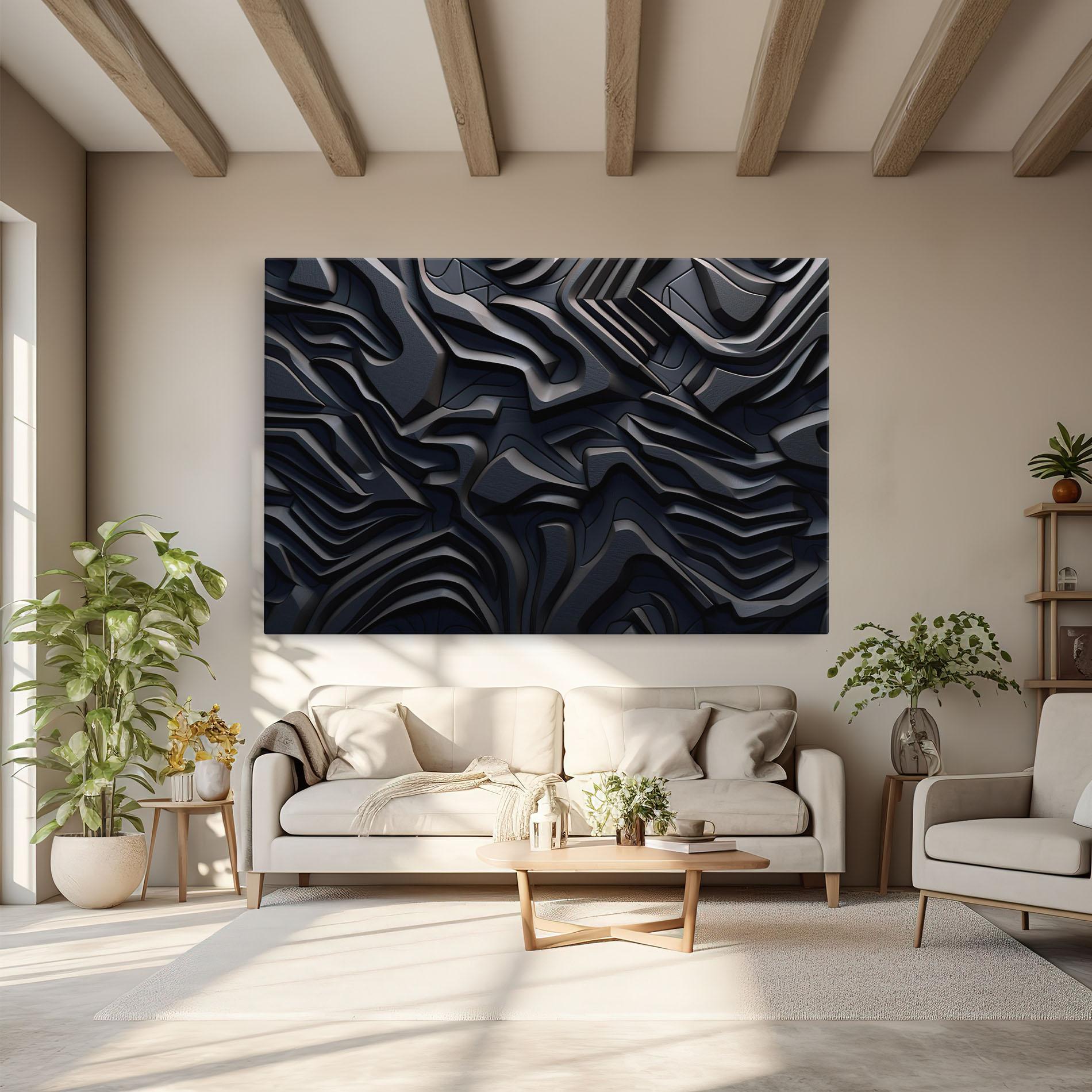 Leinwandbild Black 3d Lines mockup 6