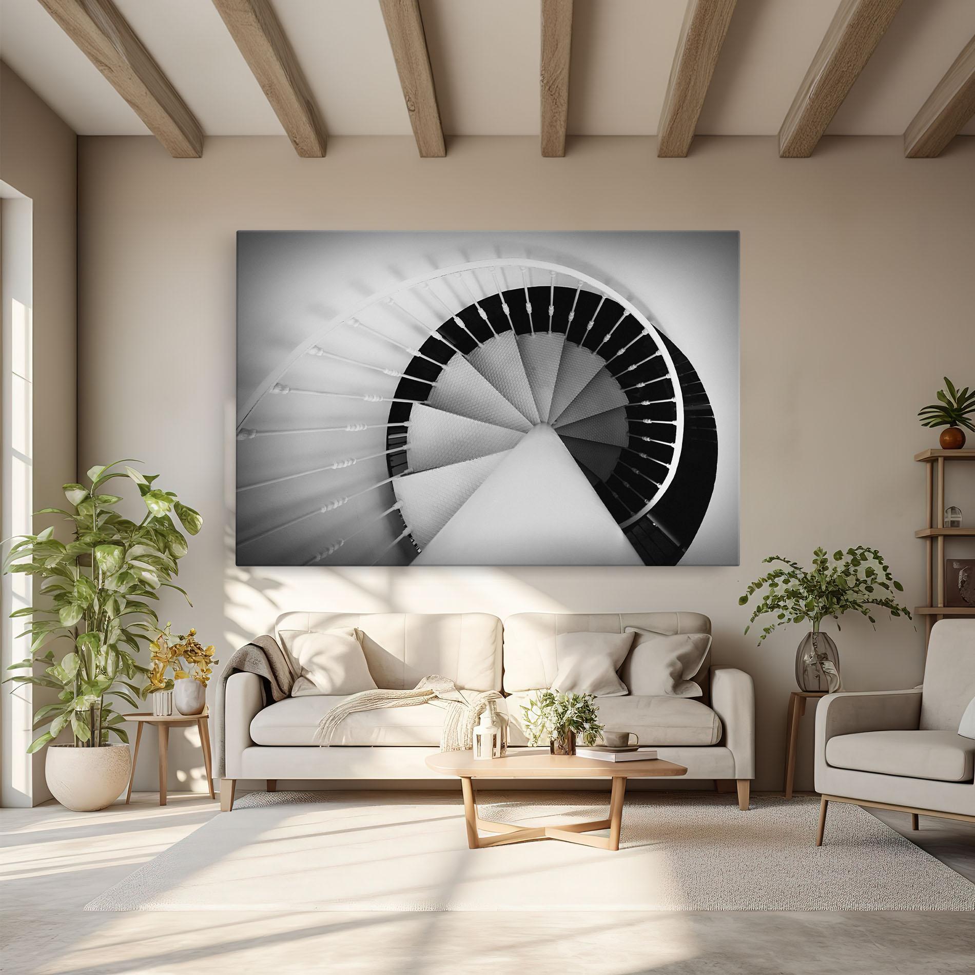 Leinwandbild Black Circle Stairs mockup 6