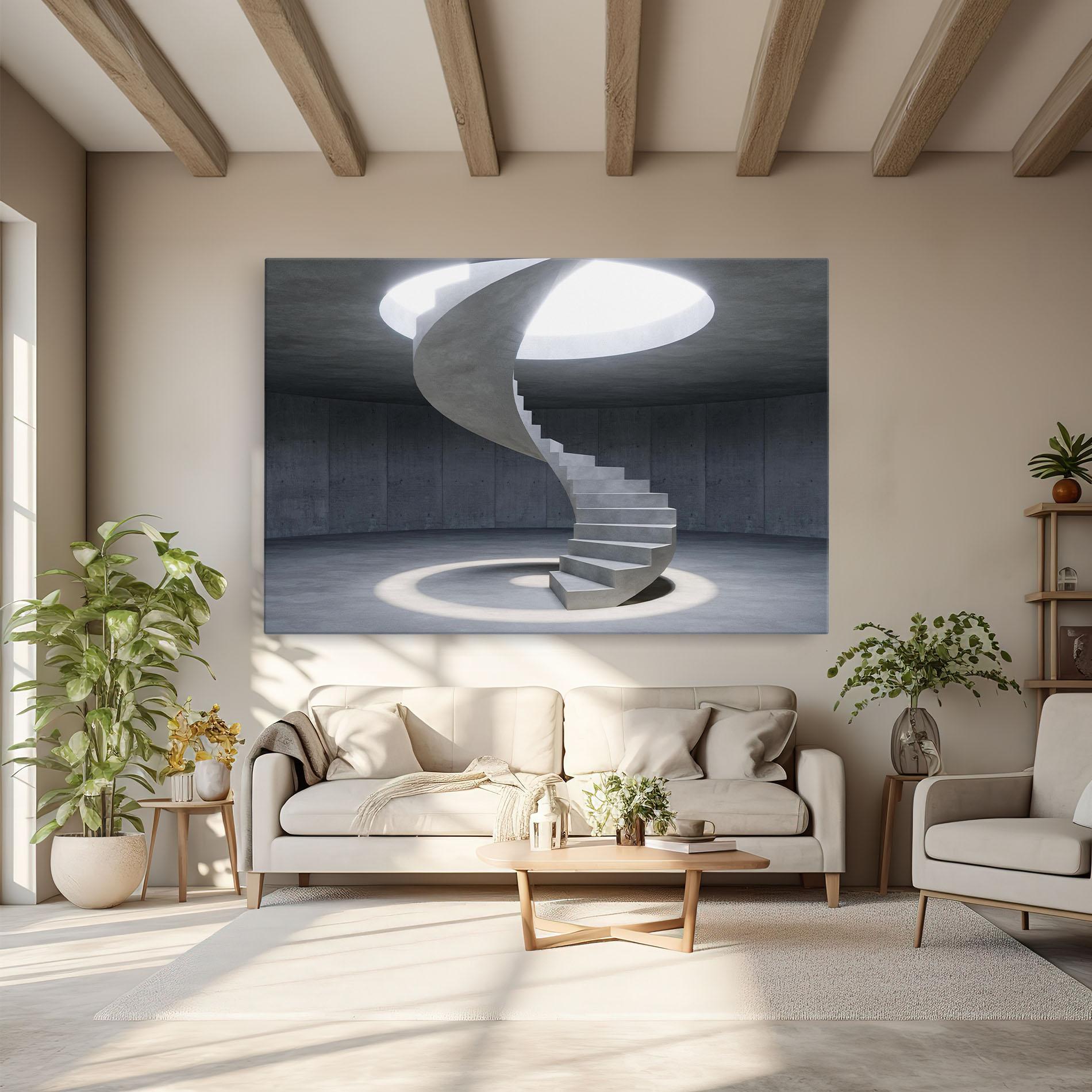 Leinwandbild Spiral White Staircase mockup 6