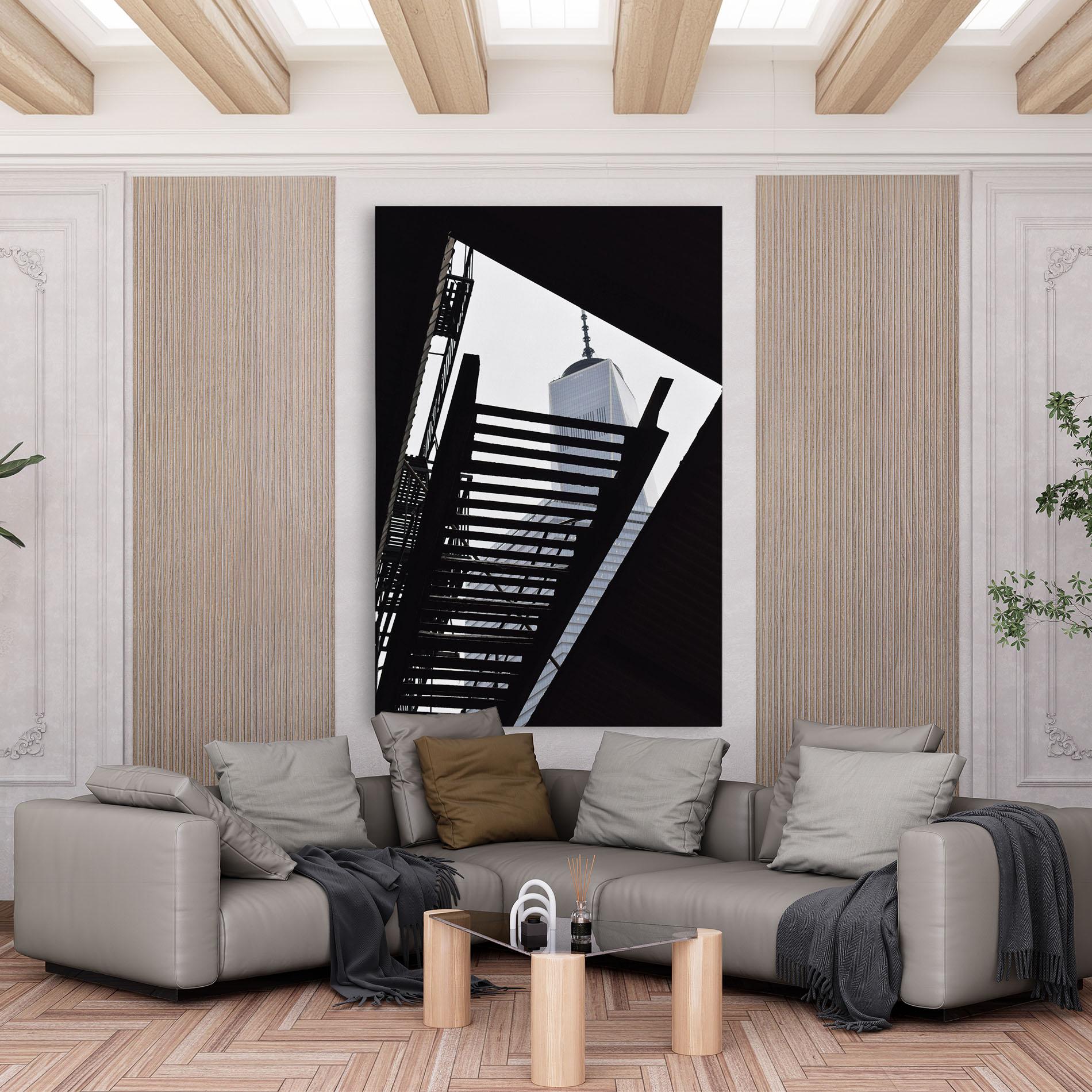 Leinwandbild Black Stairs Floating mockup 6