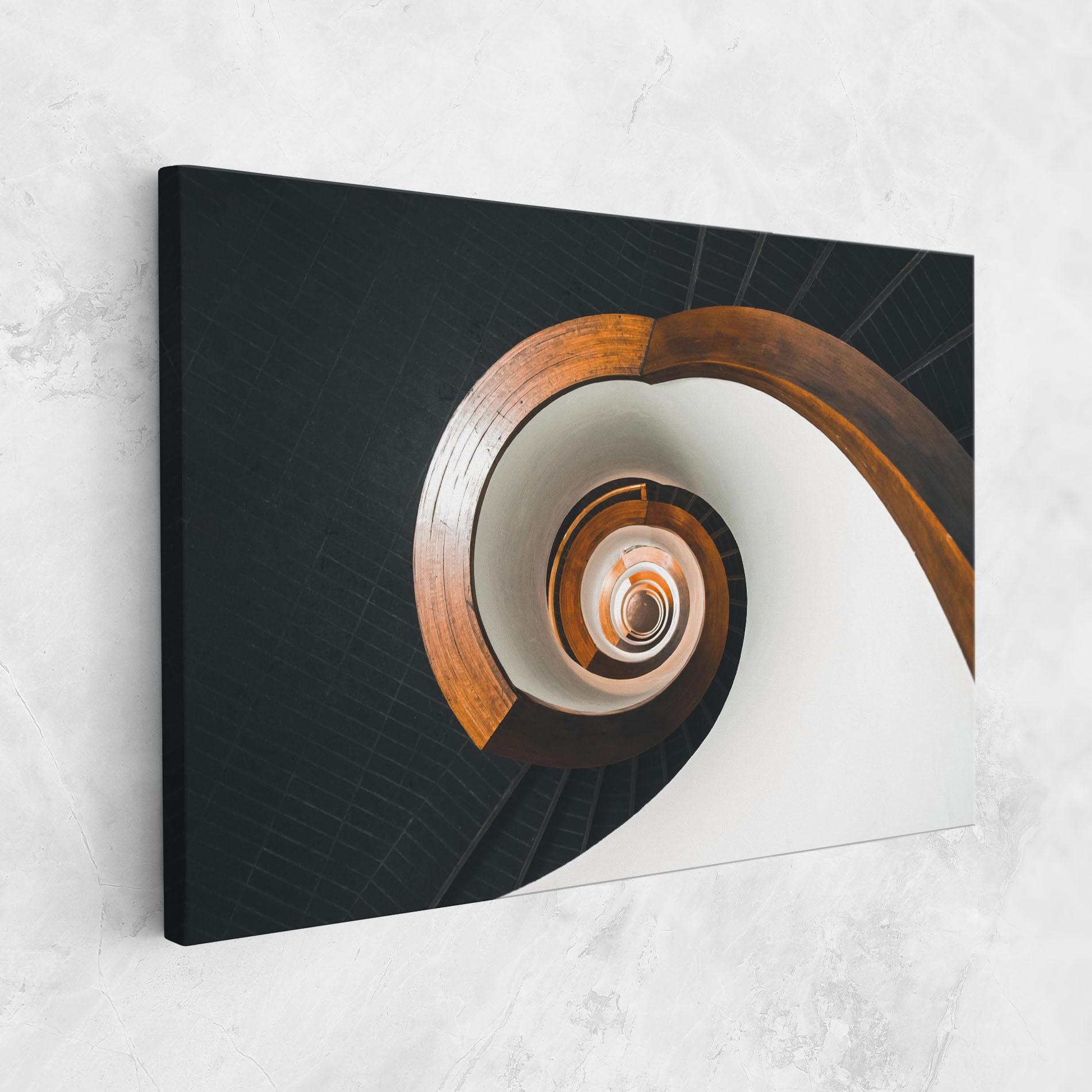 Leinwandbild Black Spiral Stairs mockup 1