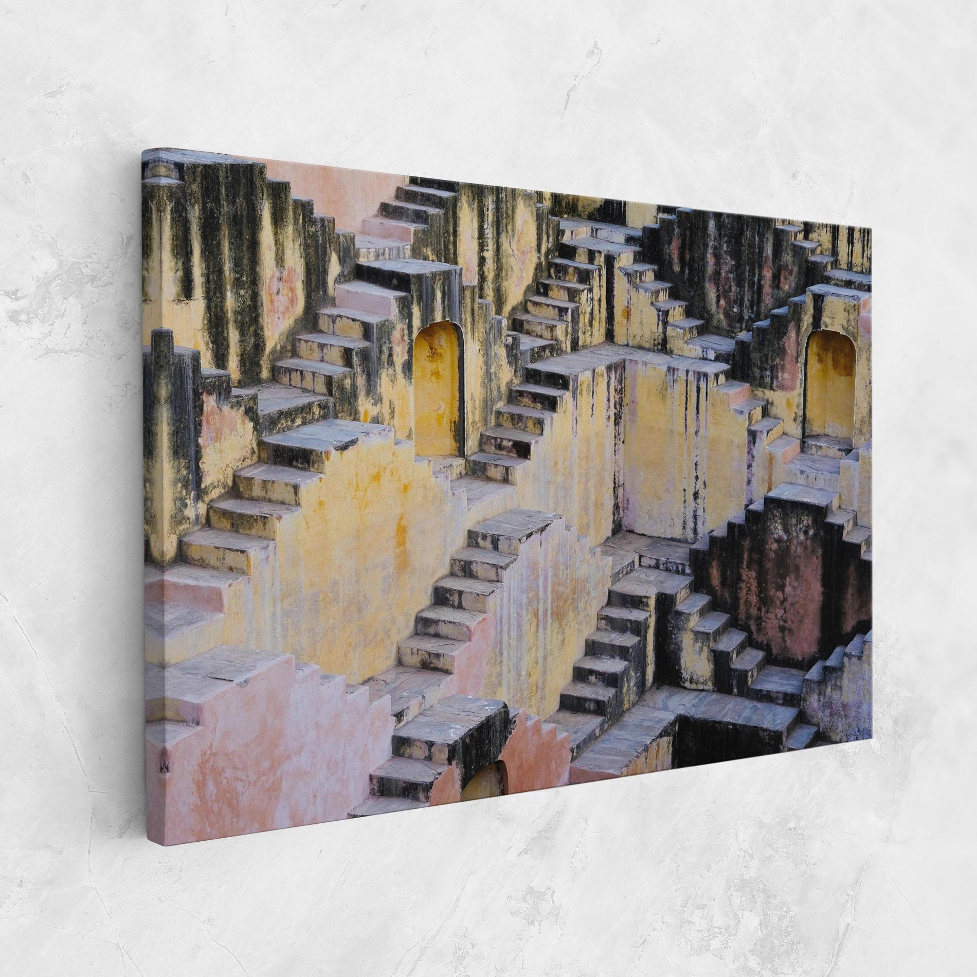 Leinwandbild Old Yellow Stairs mockup 1