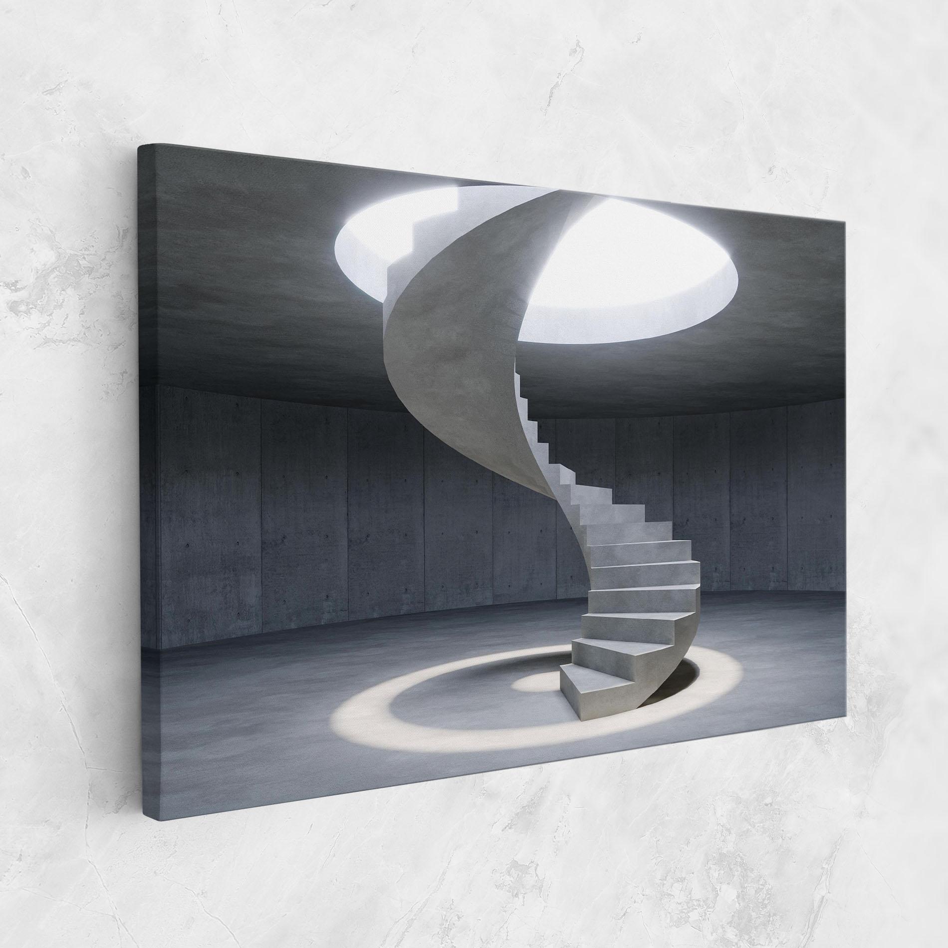 Leinwandbild Spiral White Staircase mockup 1