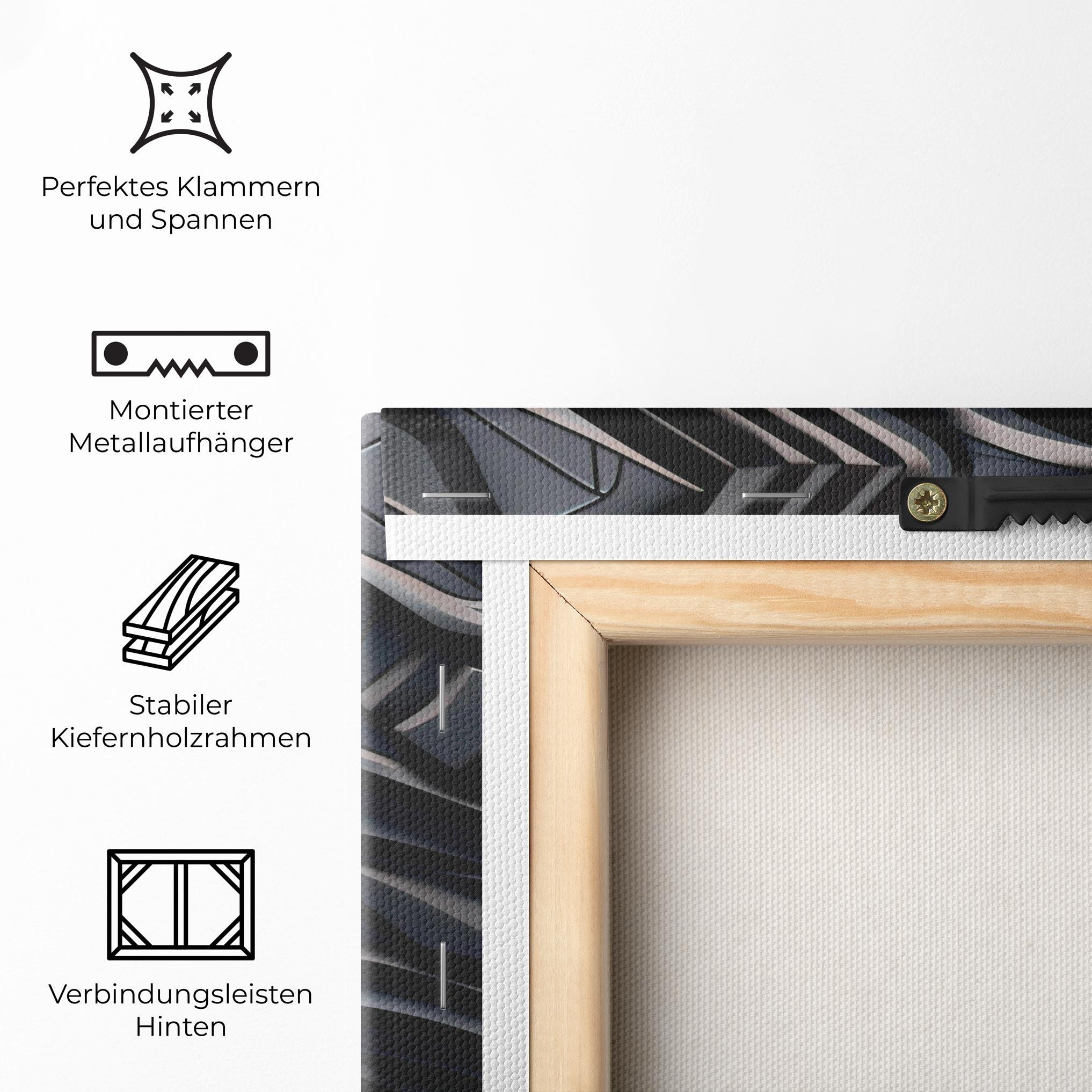 Leinwandbild Black 3d Lines mockup 5