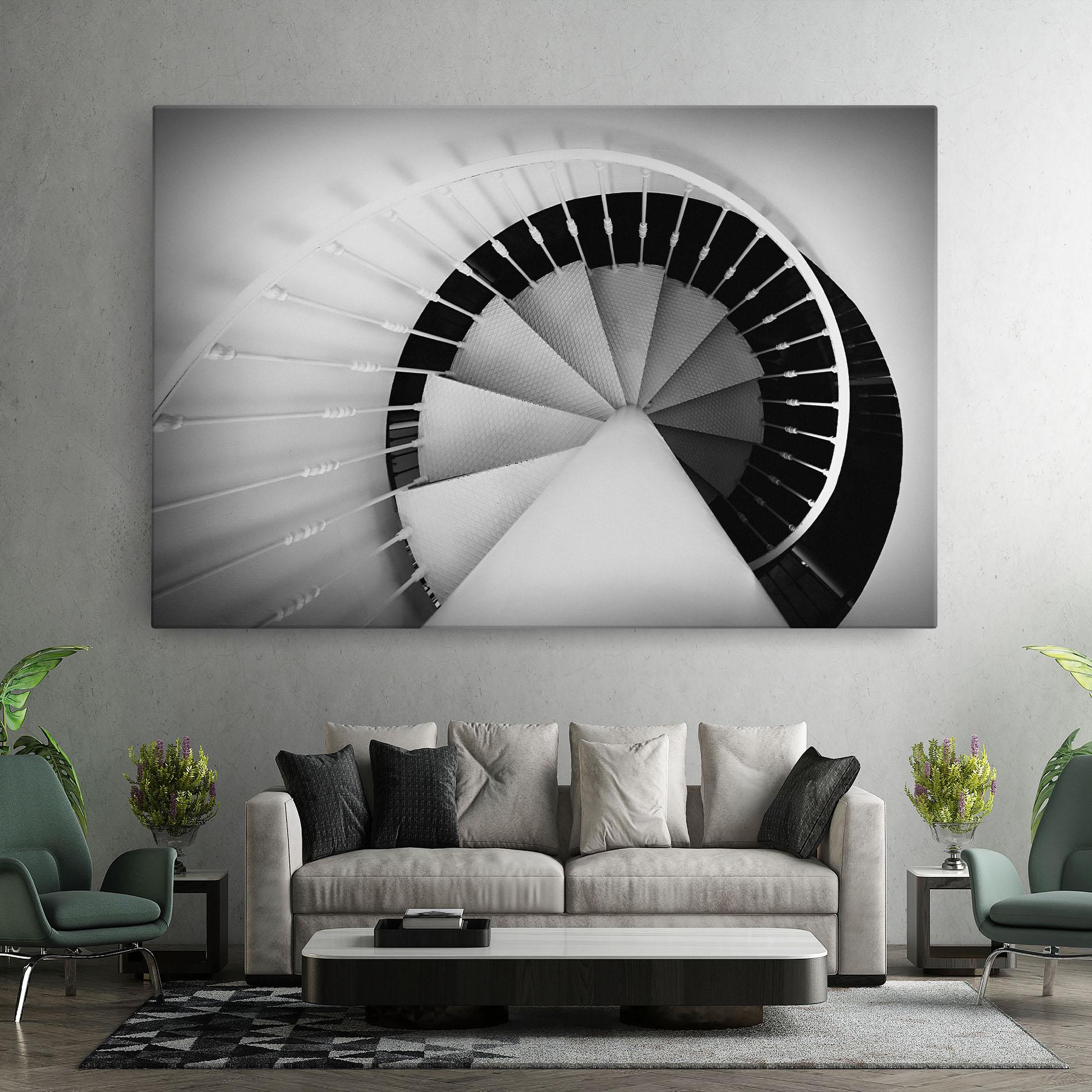 Leinwandbild Black Circle Stairs mockup 7