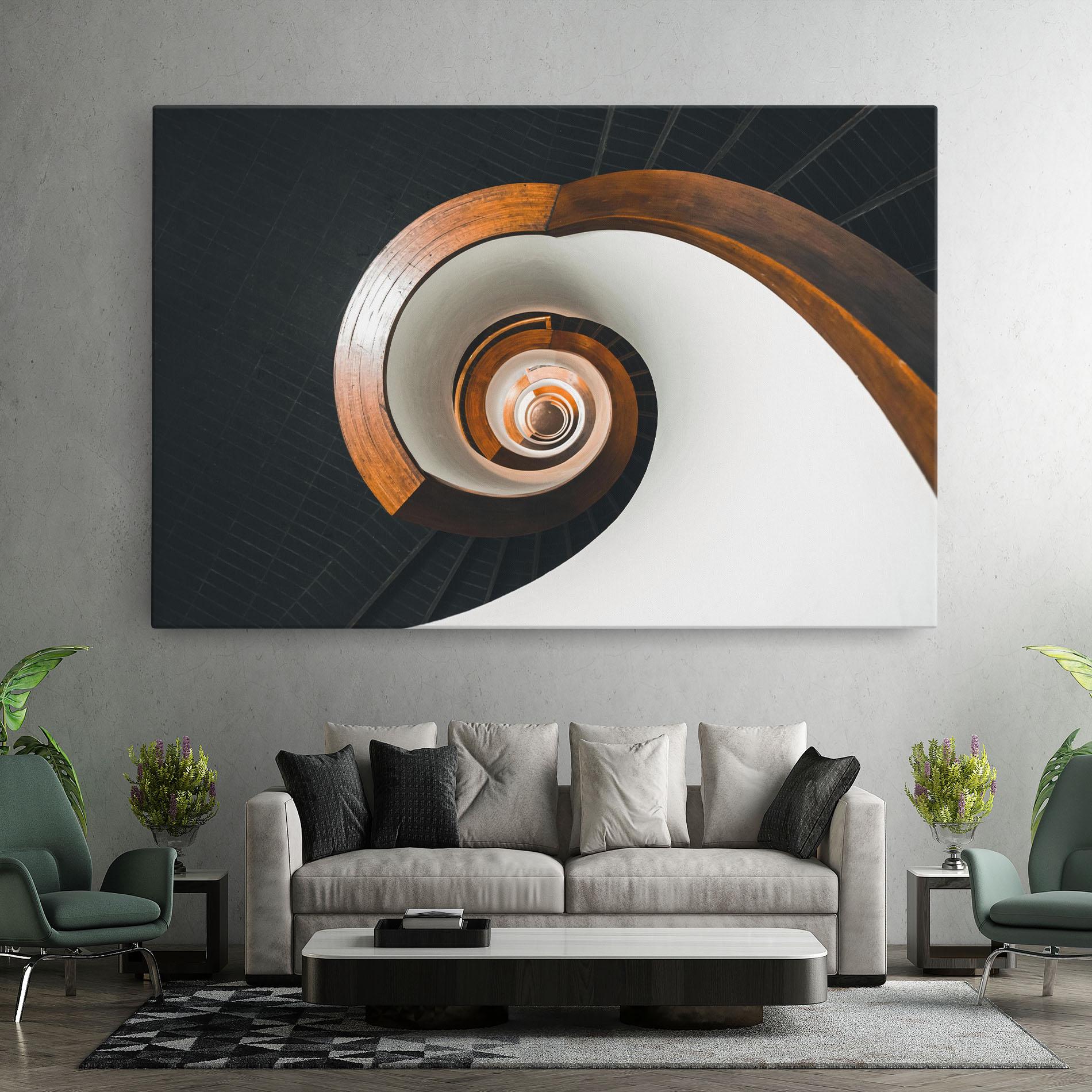 Leinwandbild Black Spiral Stairs mockup 7