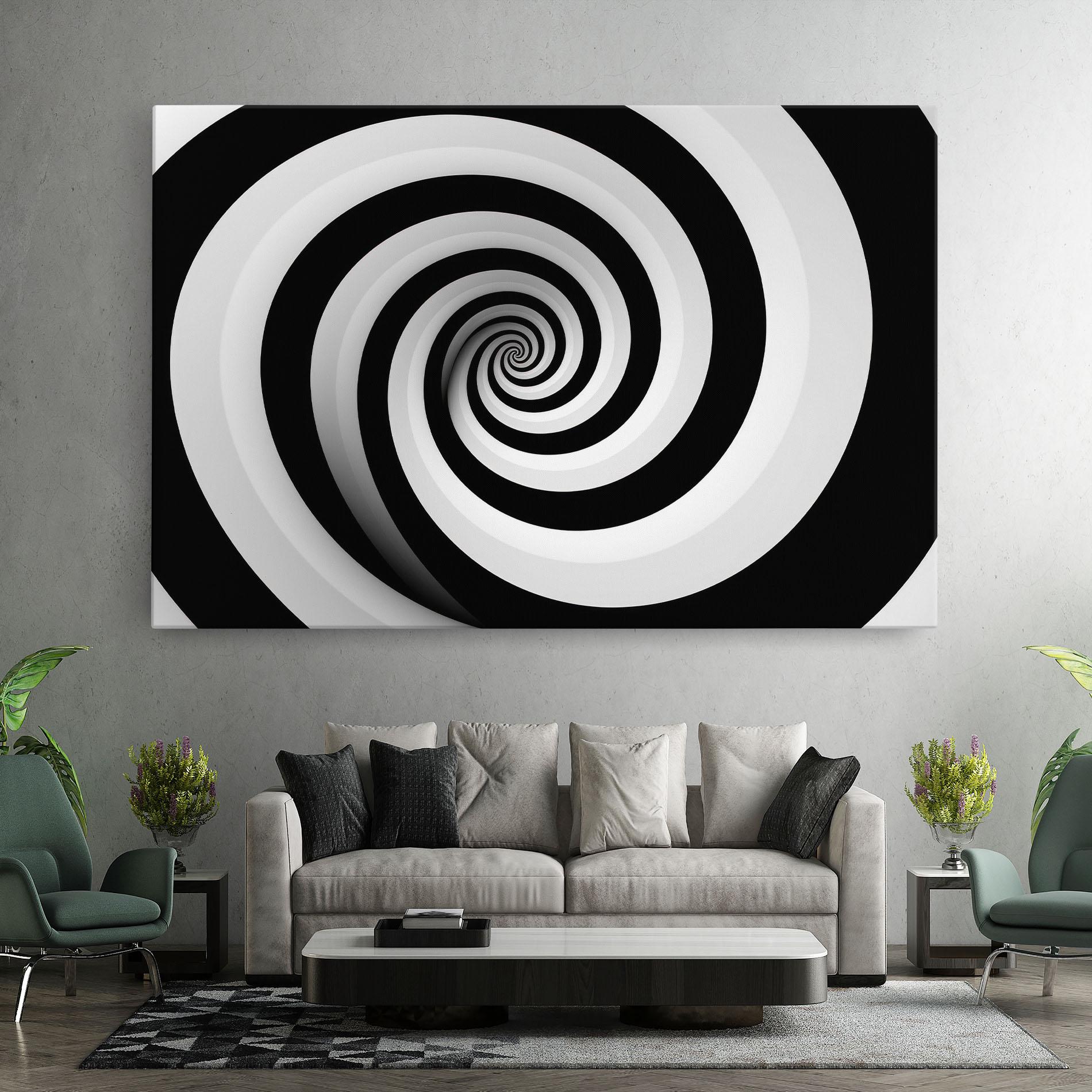 Leinwandbild Black White Spiral mockup 7