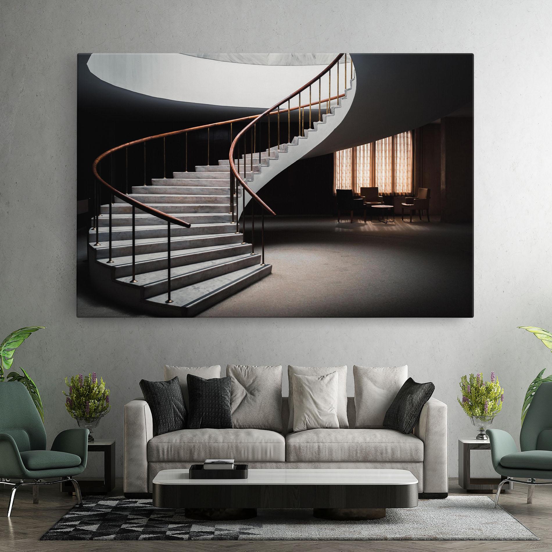 Leinwandbild Dark Room Stairs mockup 7