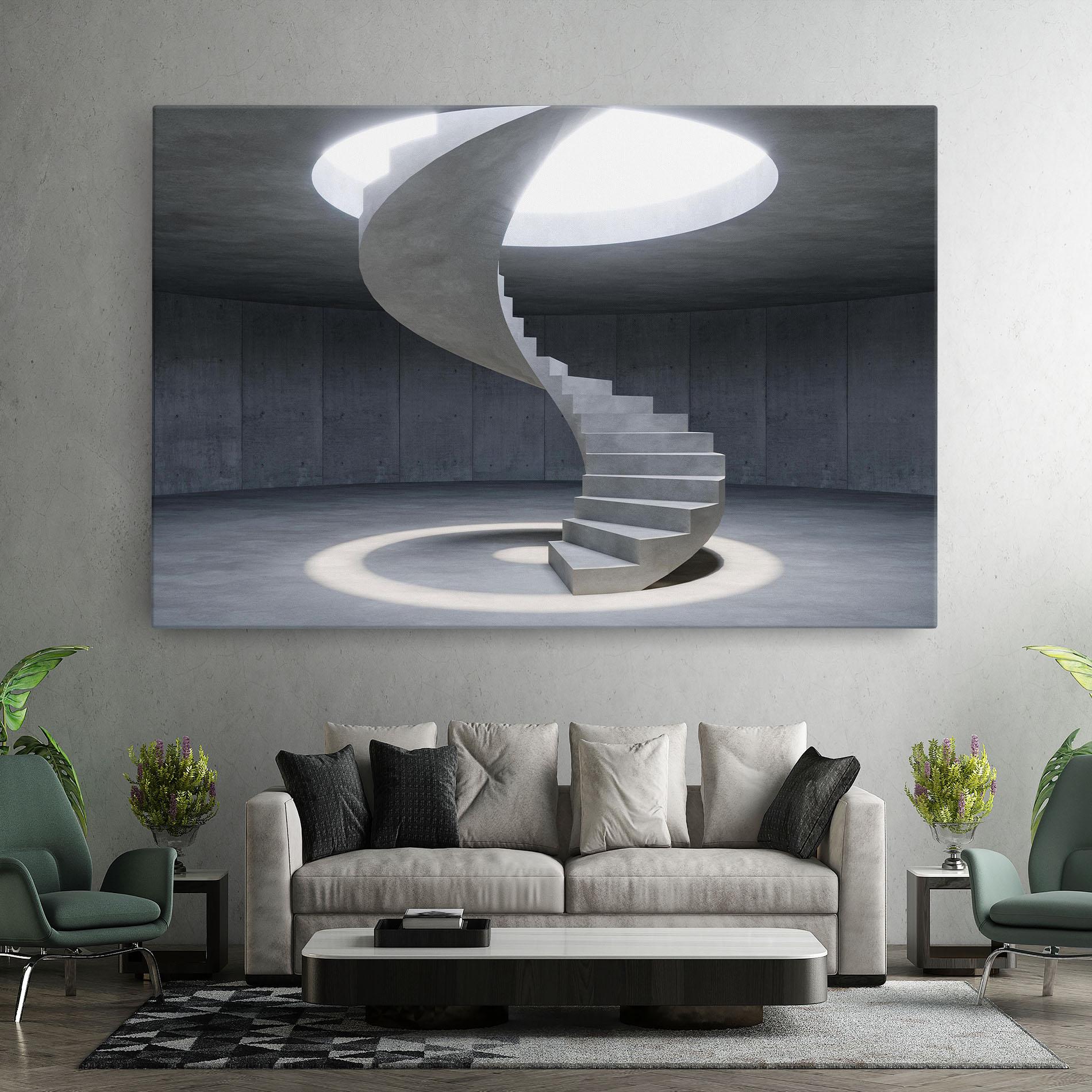 Leinwandbild Spiral White Staircase mockup 7