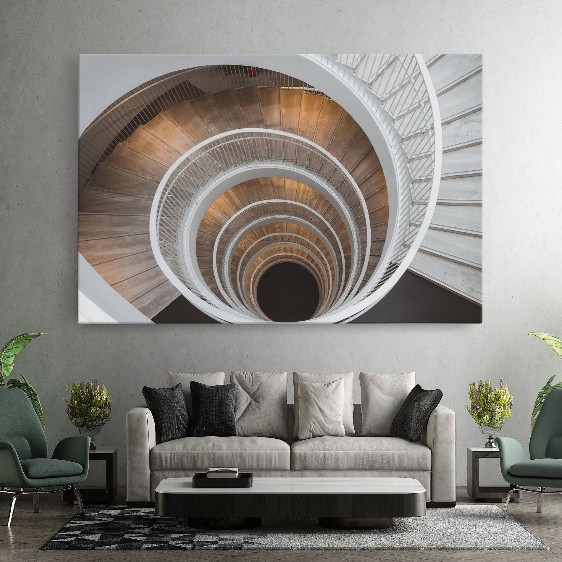 White Spiral Stairs mockup 7