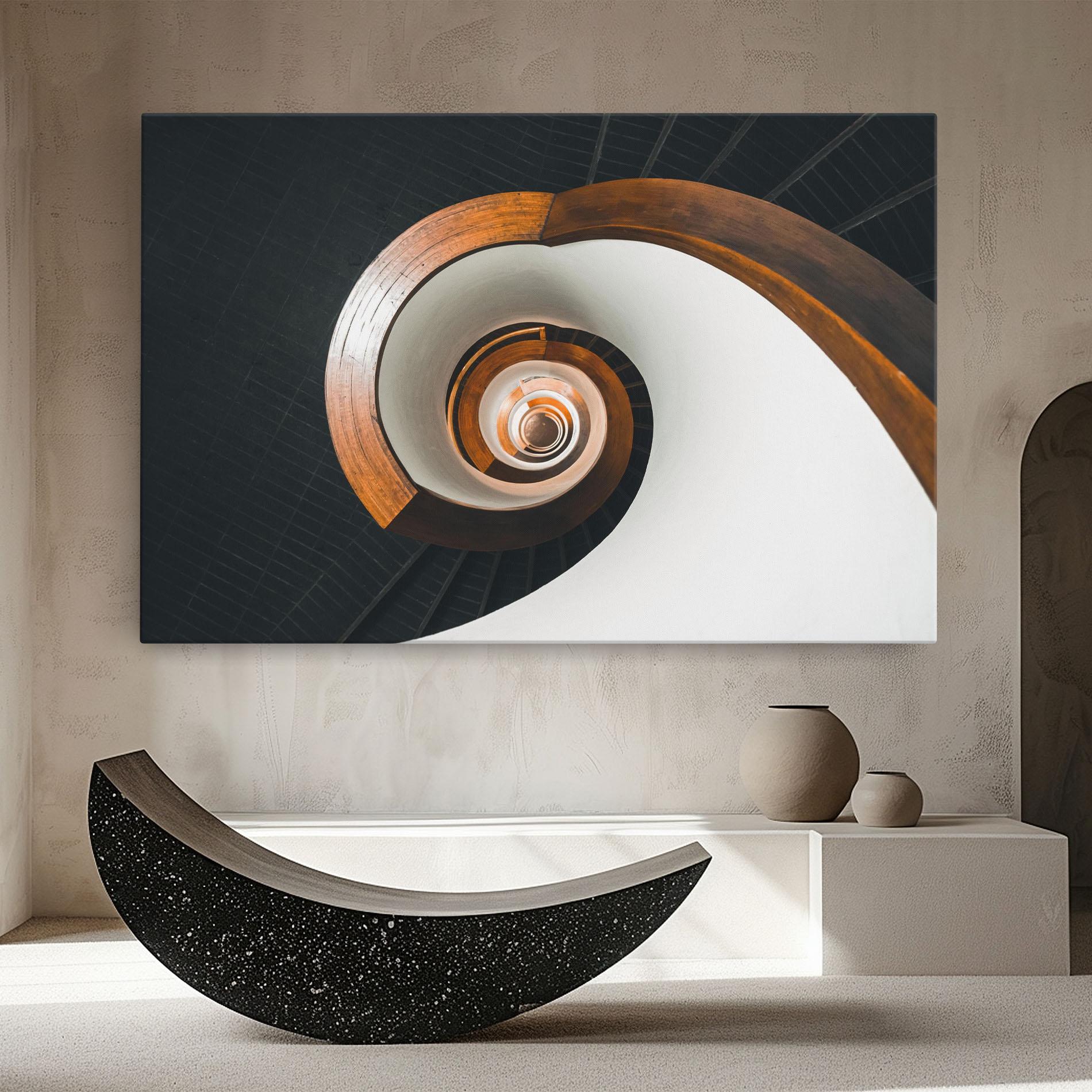 Leinwandbild Black Spiral Stairs mockup 8