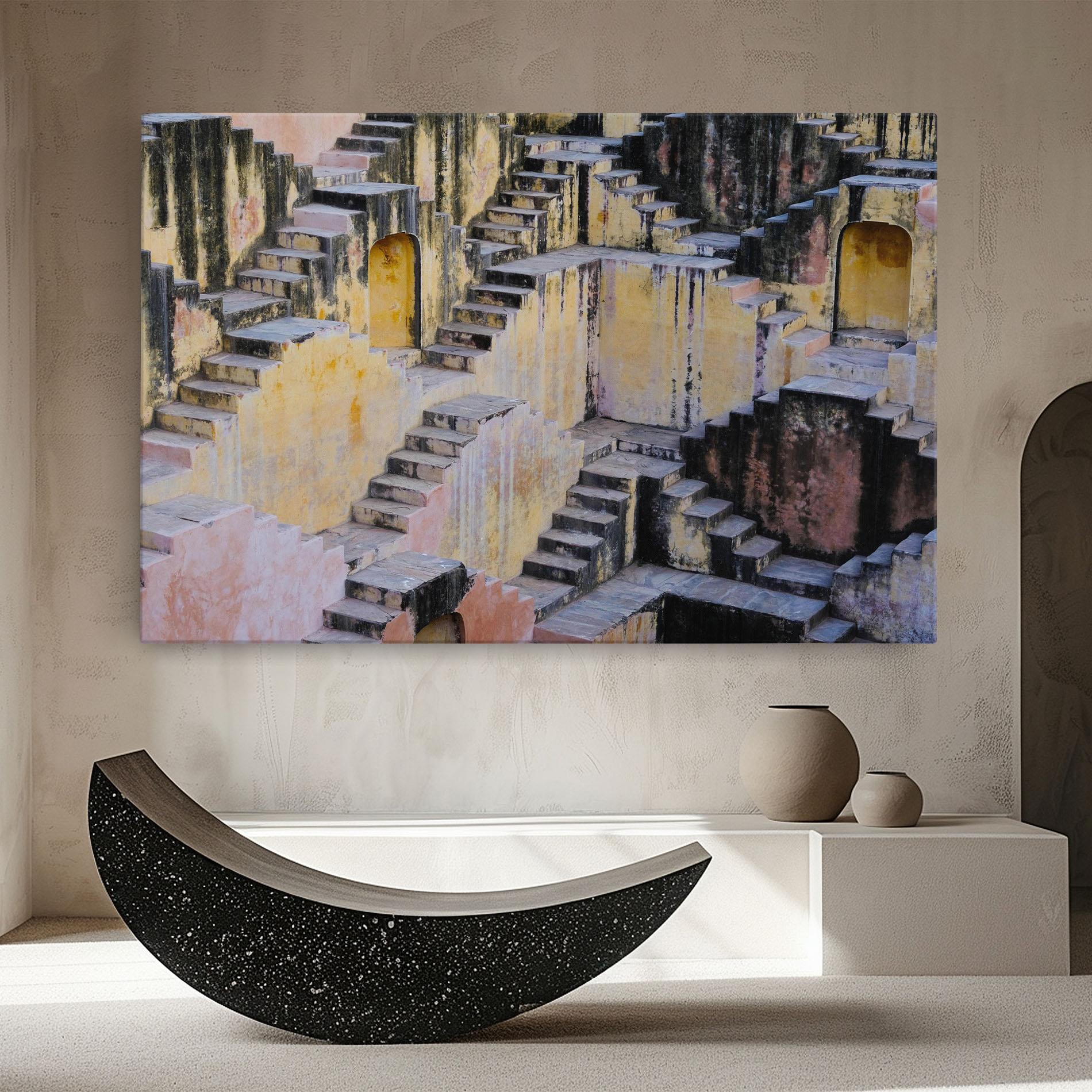 Leinwandbild Old Yellow Stairs mockup 8