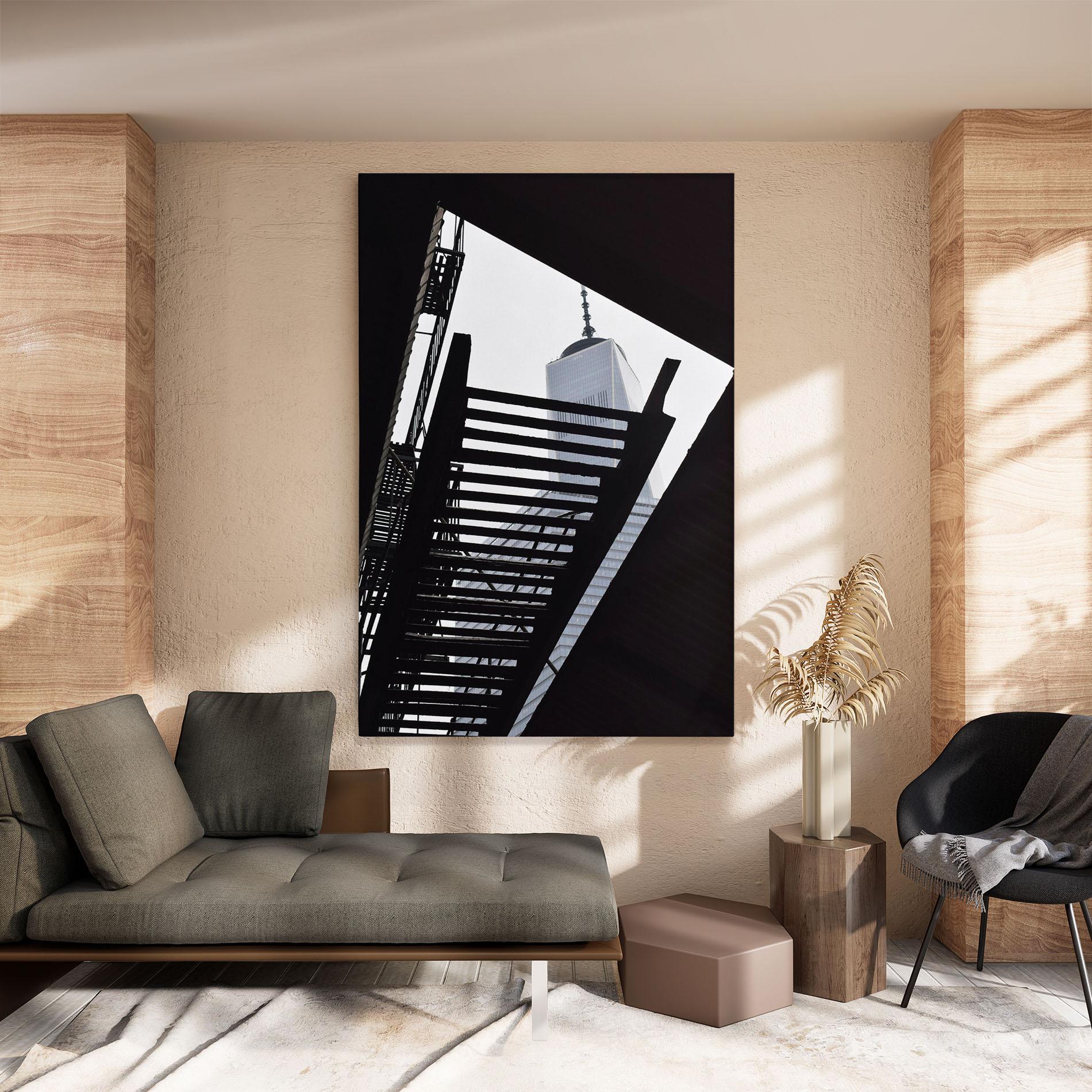 Leinwandbild Black Stairs Floating mockup 8