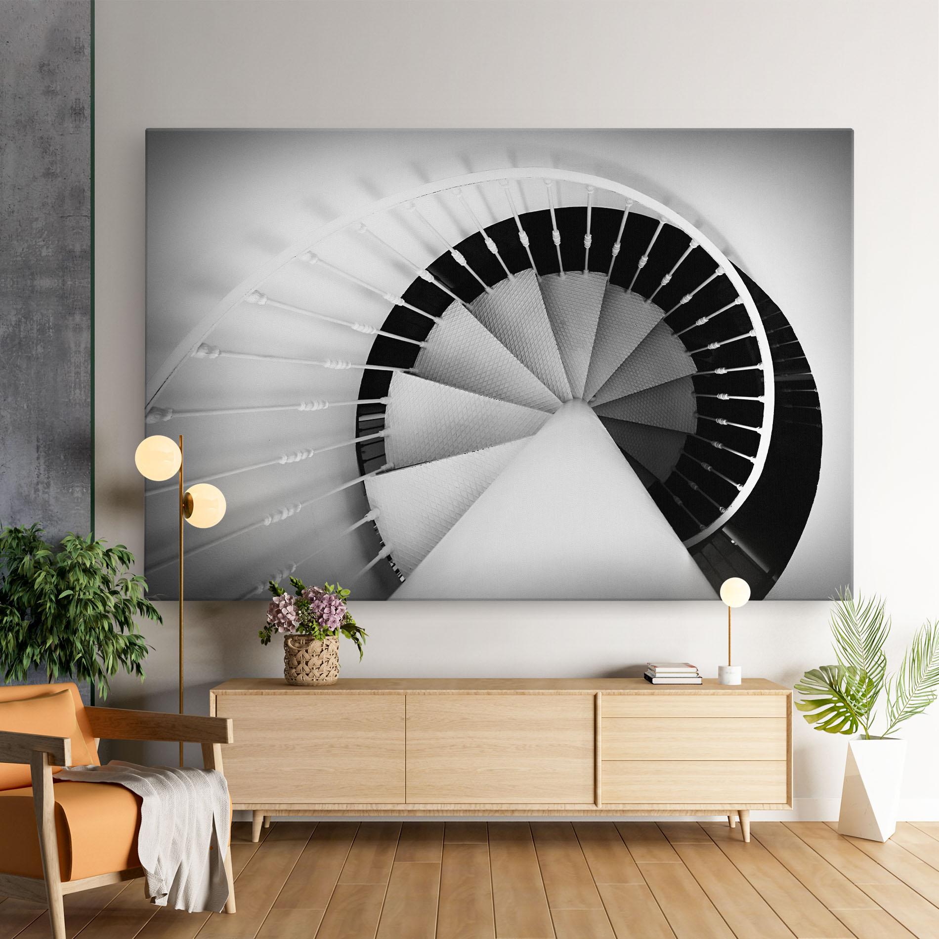 Leinwandbild Black Circle Stairs mockup 9